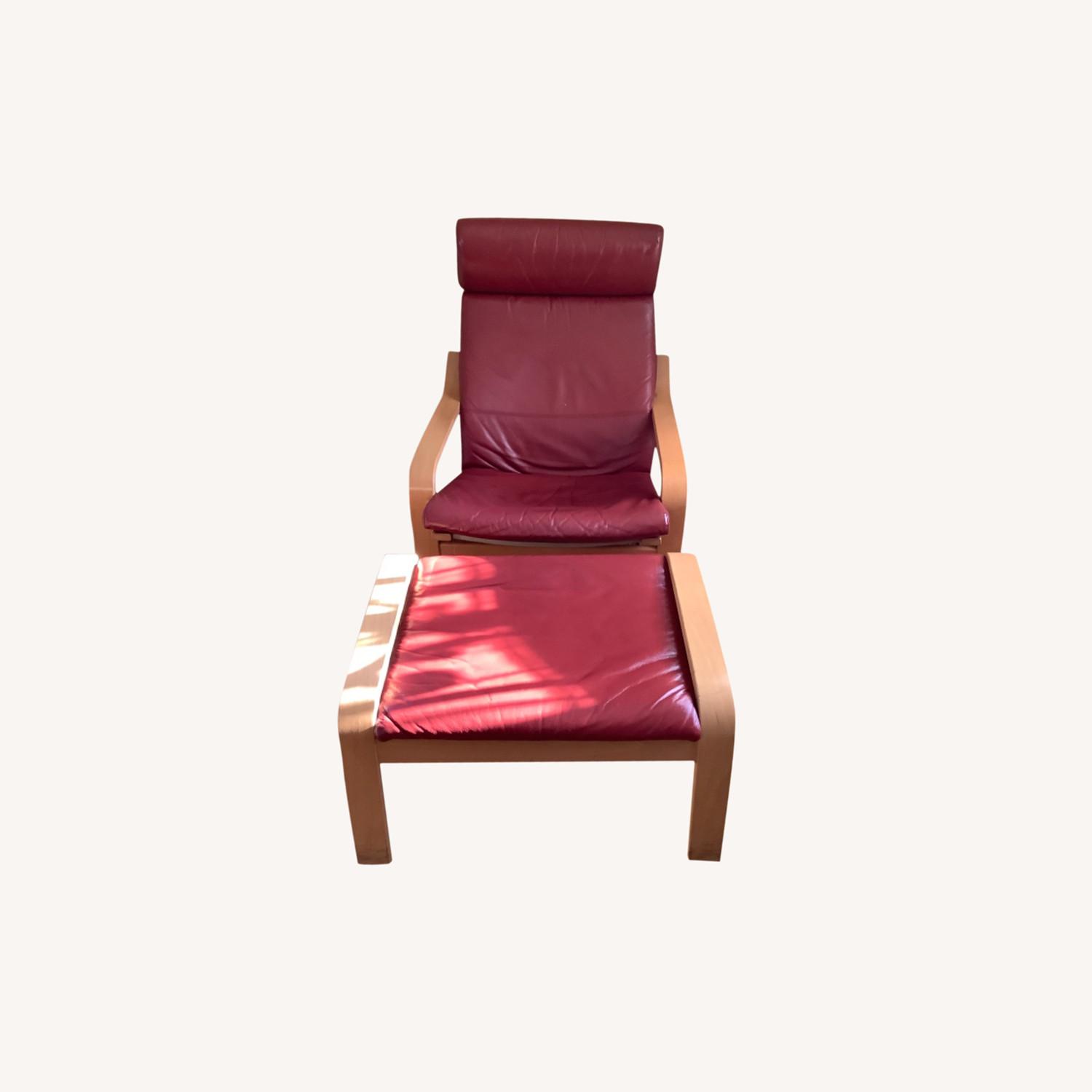 Red Leather Recliner with Foot Stool - image-7