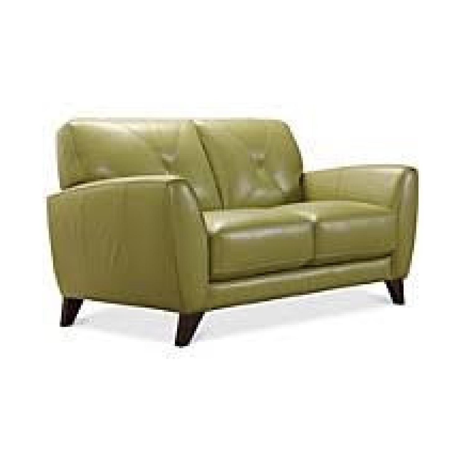 Macy's light Green Leather Couch - image-5