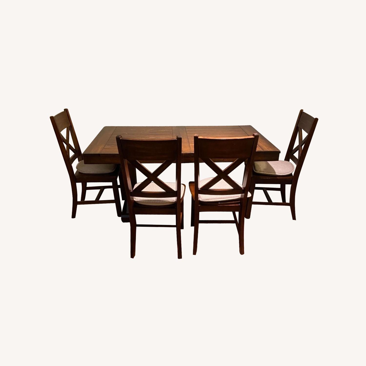 Brown 100% Wood Dining Set with 4 Chairs - AptDeco