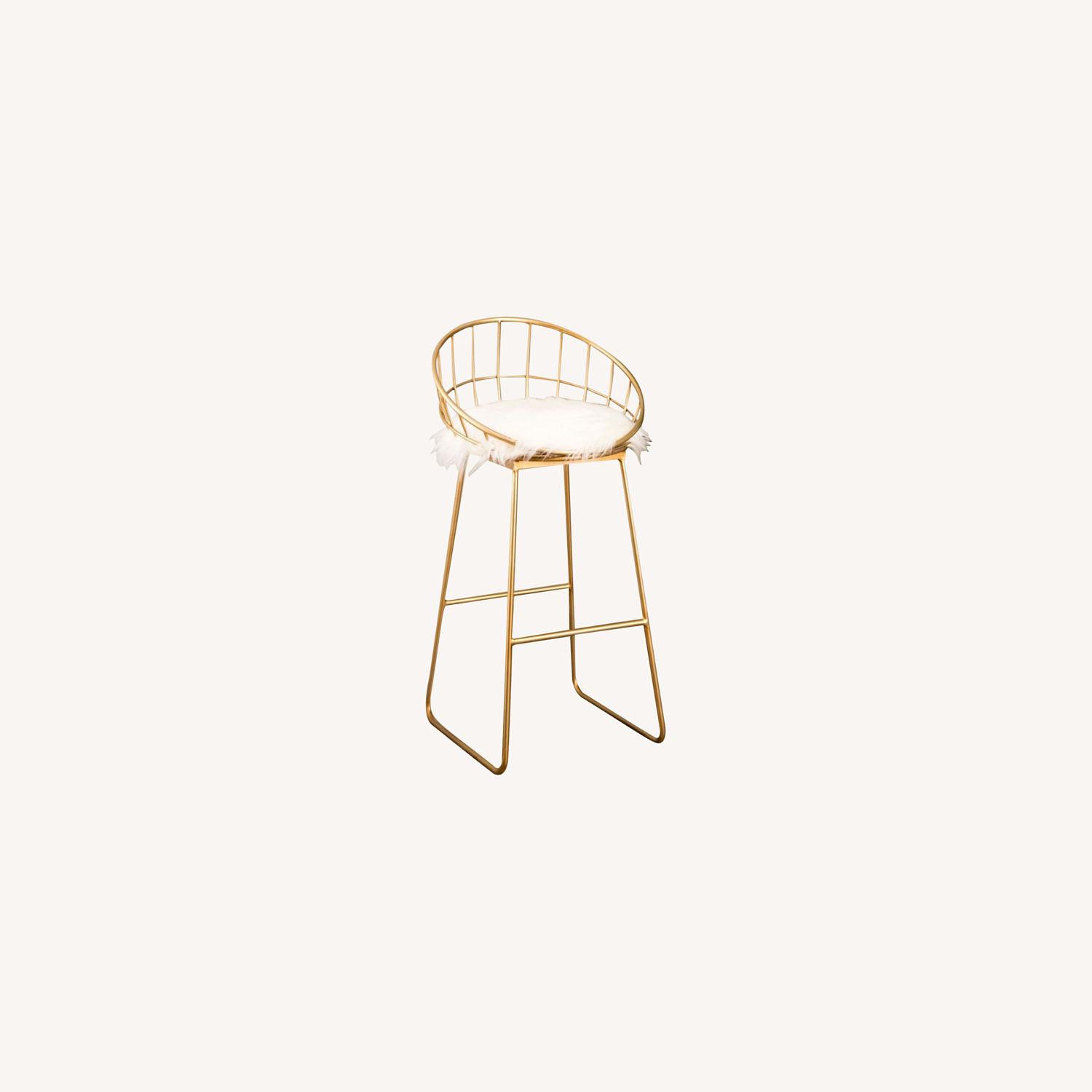 Target Faux Fur Brass Bar Stools - image-0