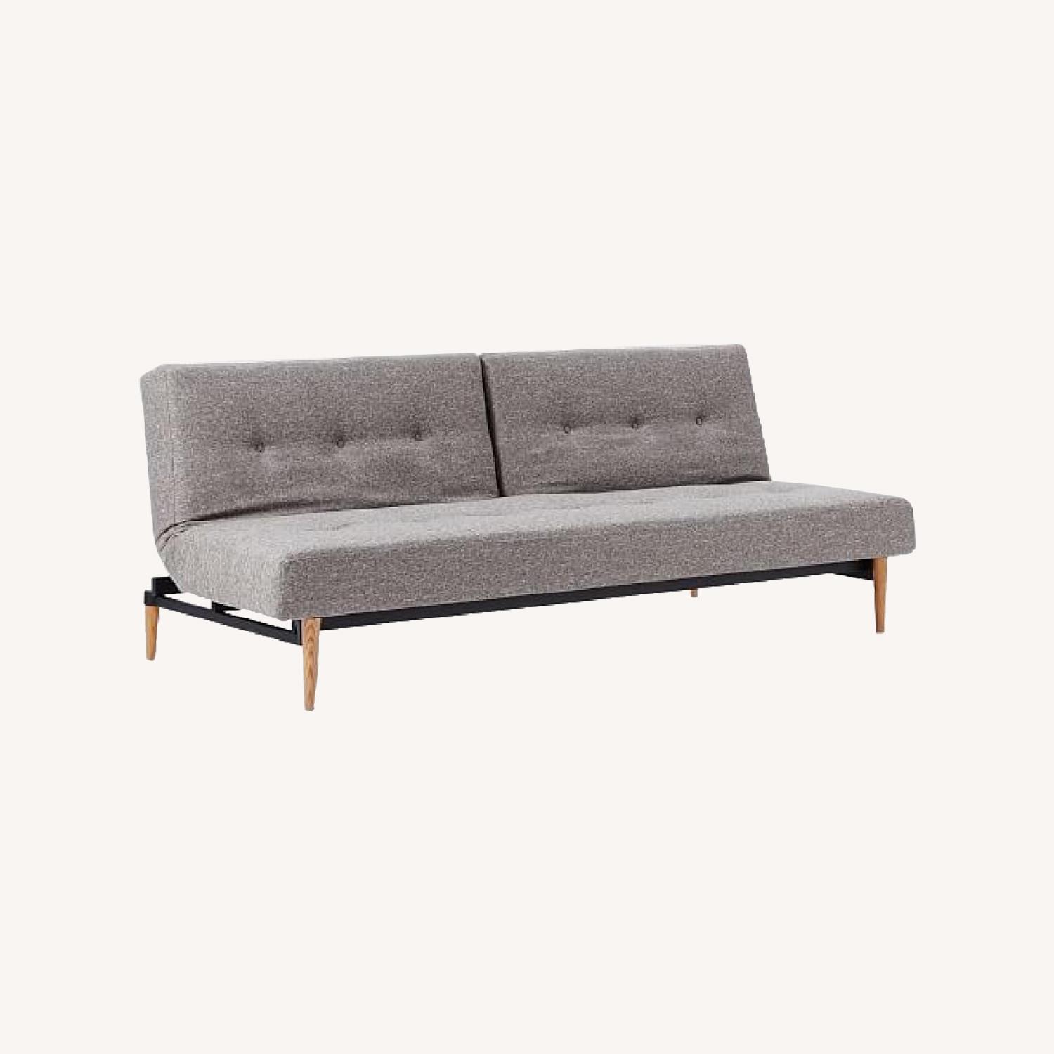 West Elm Mid Century Futon Feather Grey AptDeco