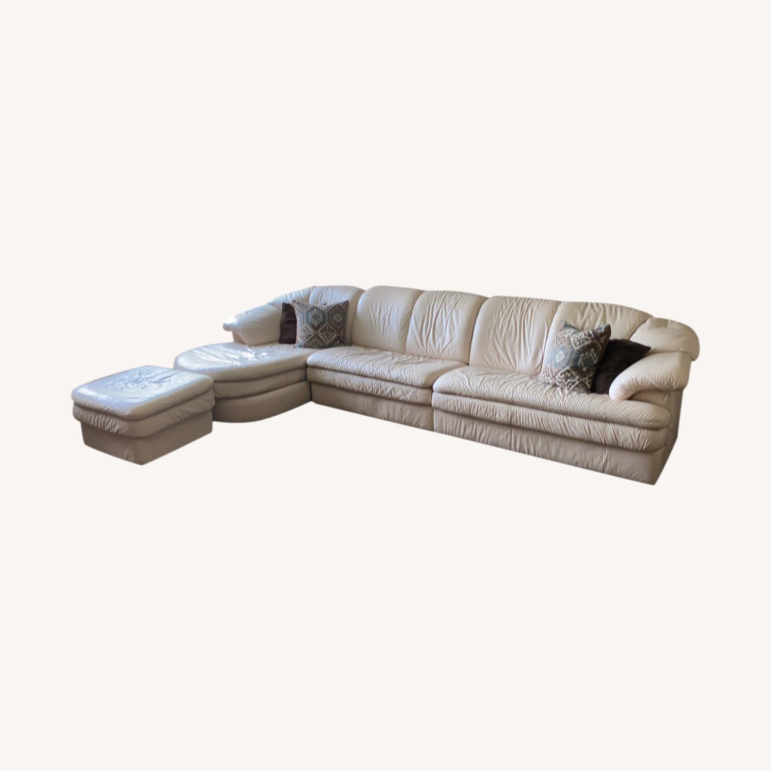 Raymour & Flanigan White L Shaped Couch AptDeco