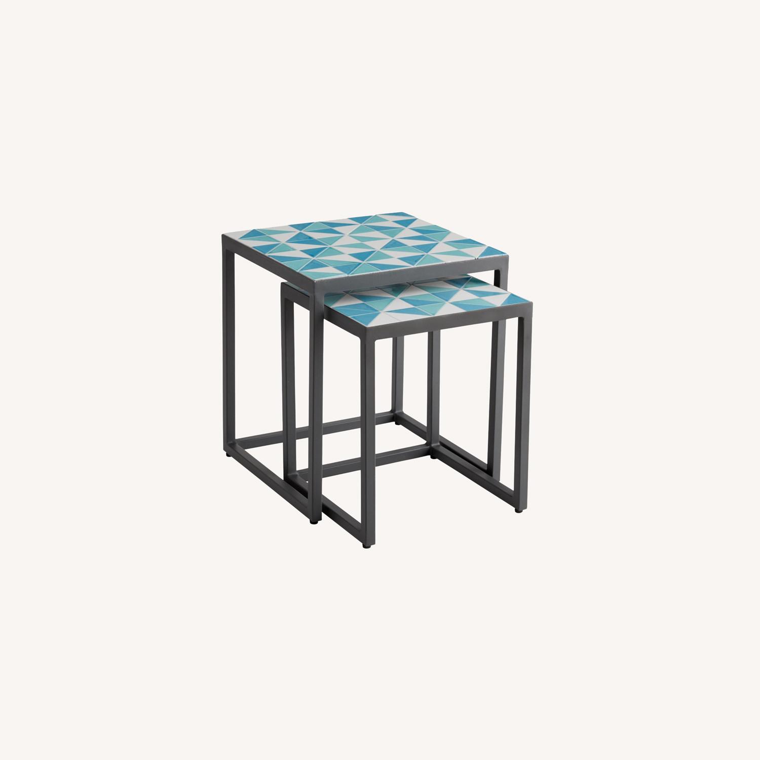 Blue and Aqua Tile Marcella Outdoor Nesting Tables - image-0
