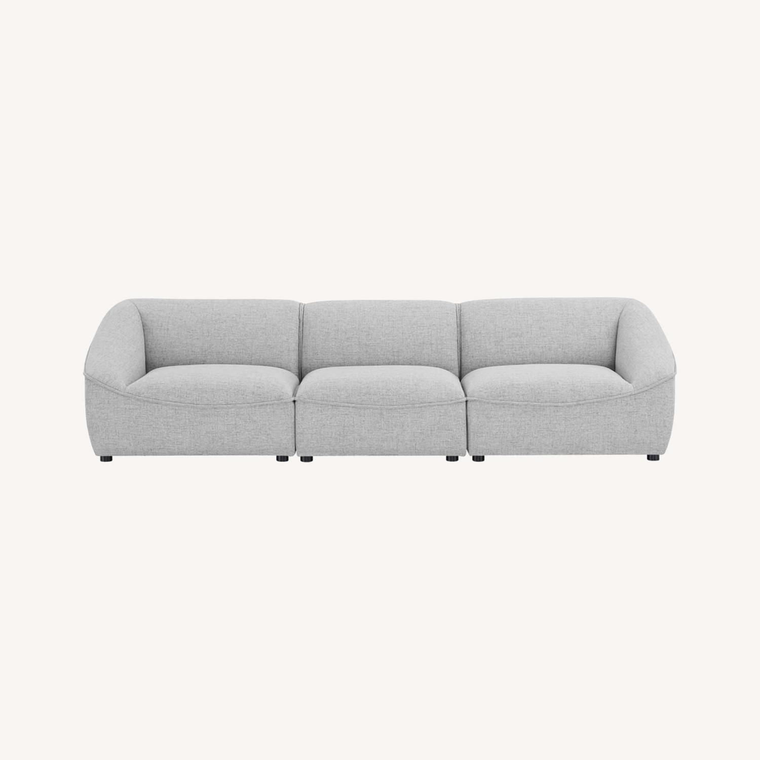 3Piece Sofa In Light Gray Fabric W/Piping Details AptDeco