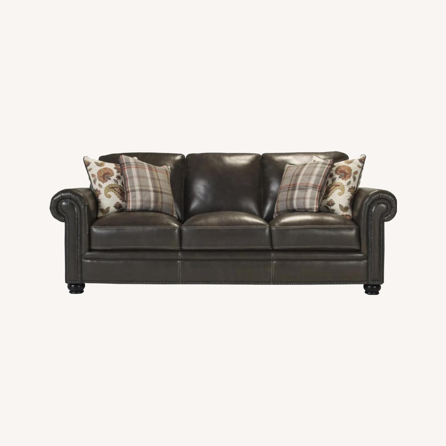 Raymour & Flanigan Denley Leather Sofa AptDeco