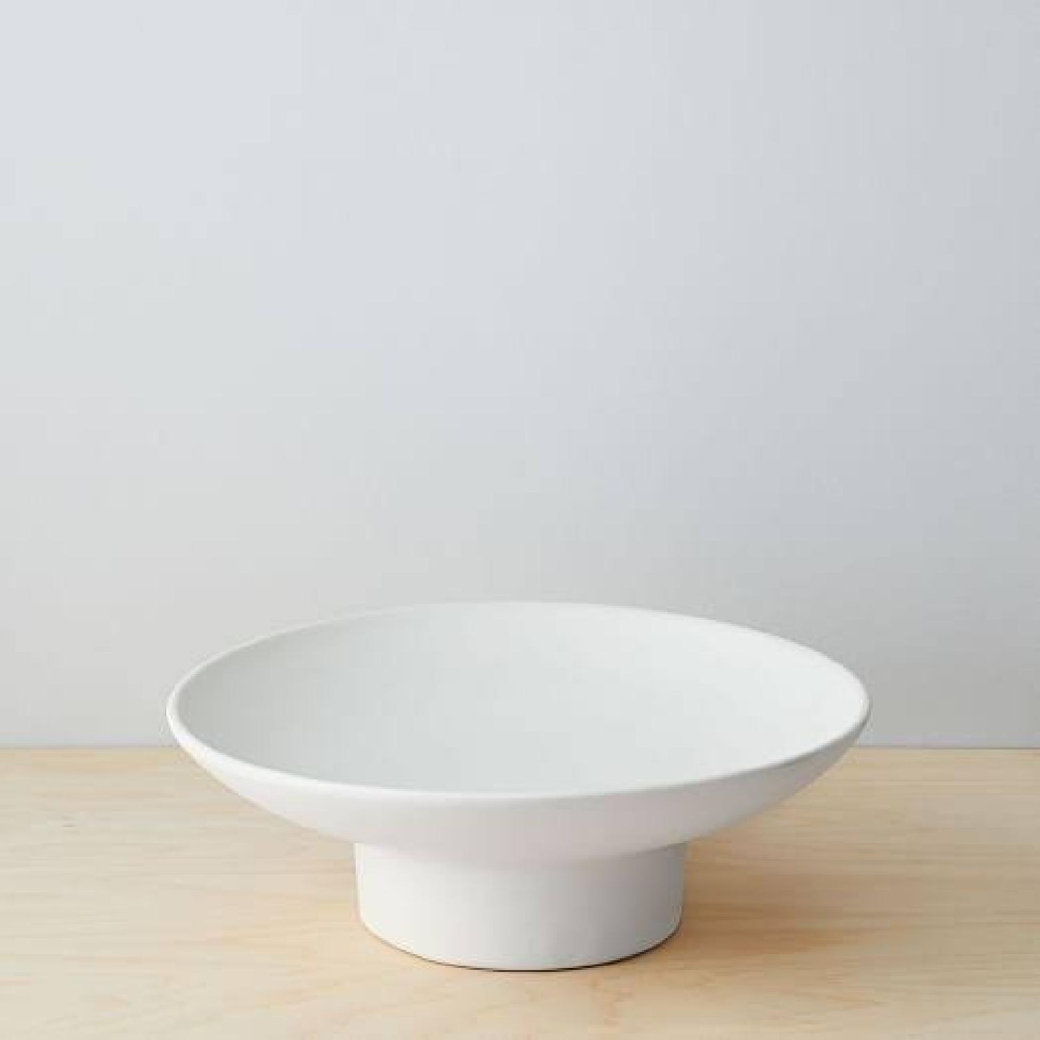 West Elm Natural White Ceramic Footed Centerpiece Bowl - AptDeco