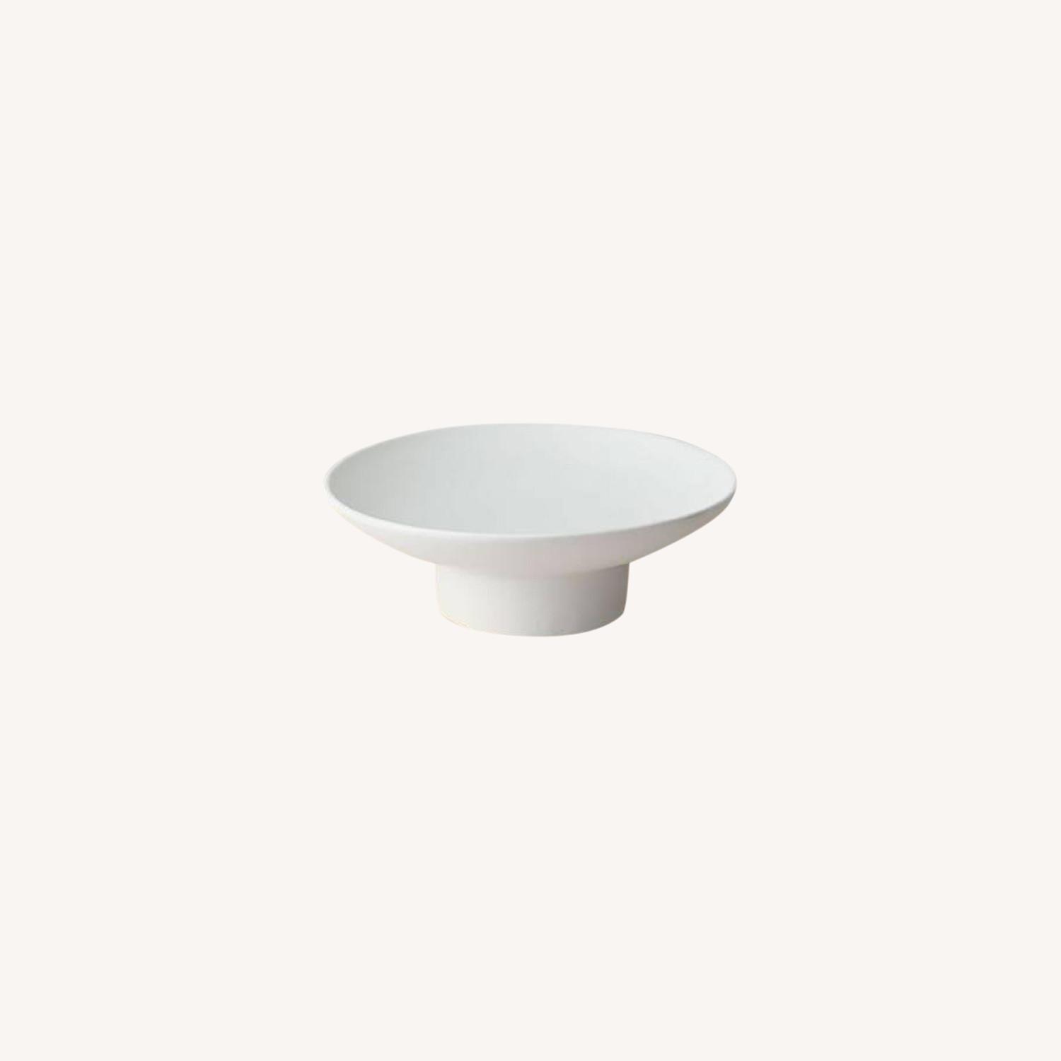 West Elm Natural White Ceramic Footed Centerpiece Bowl AptDeco