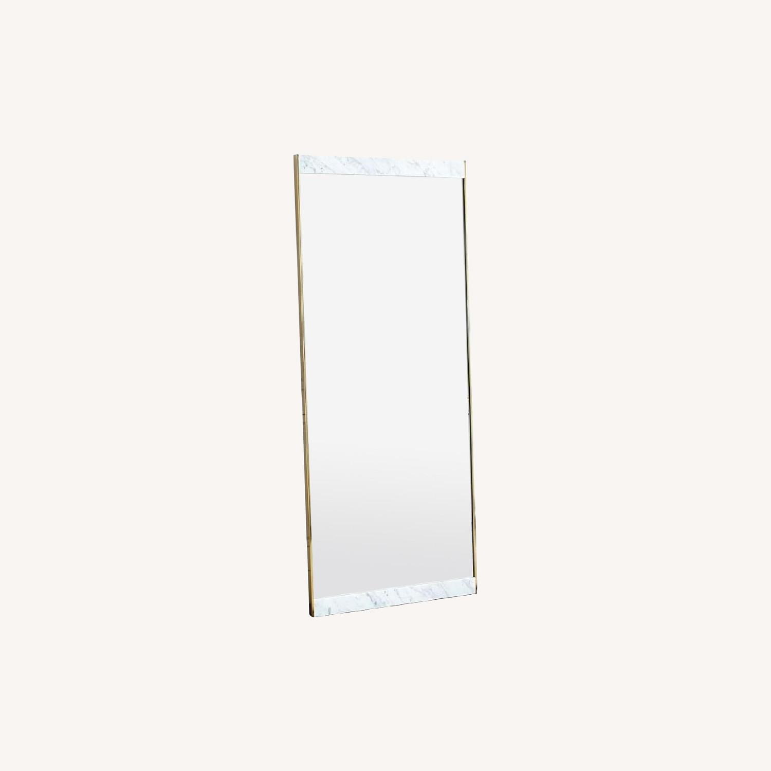 West Elm Marble & Brass Floor Mirror, White AptDeco