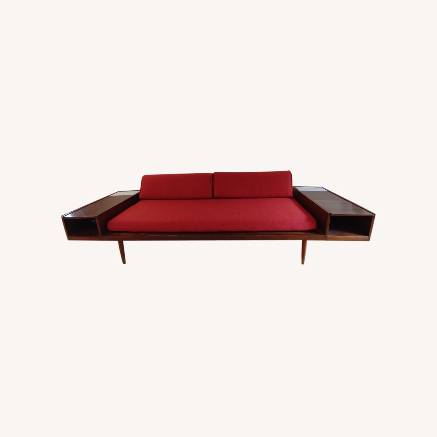 Mid-Century Sofa with Built-in End Tables - image-0