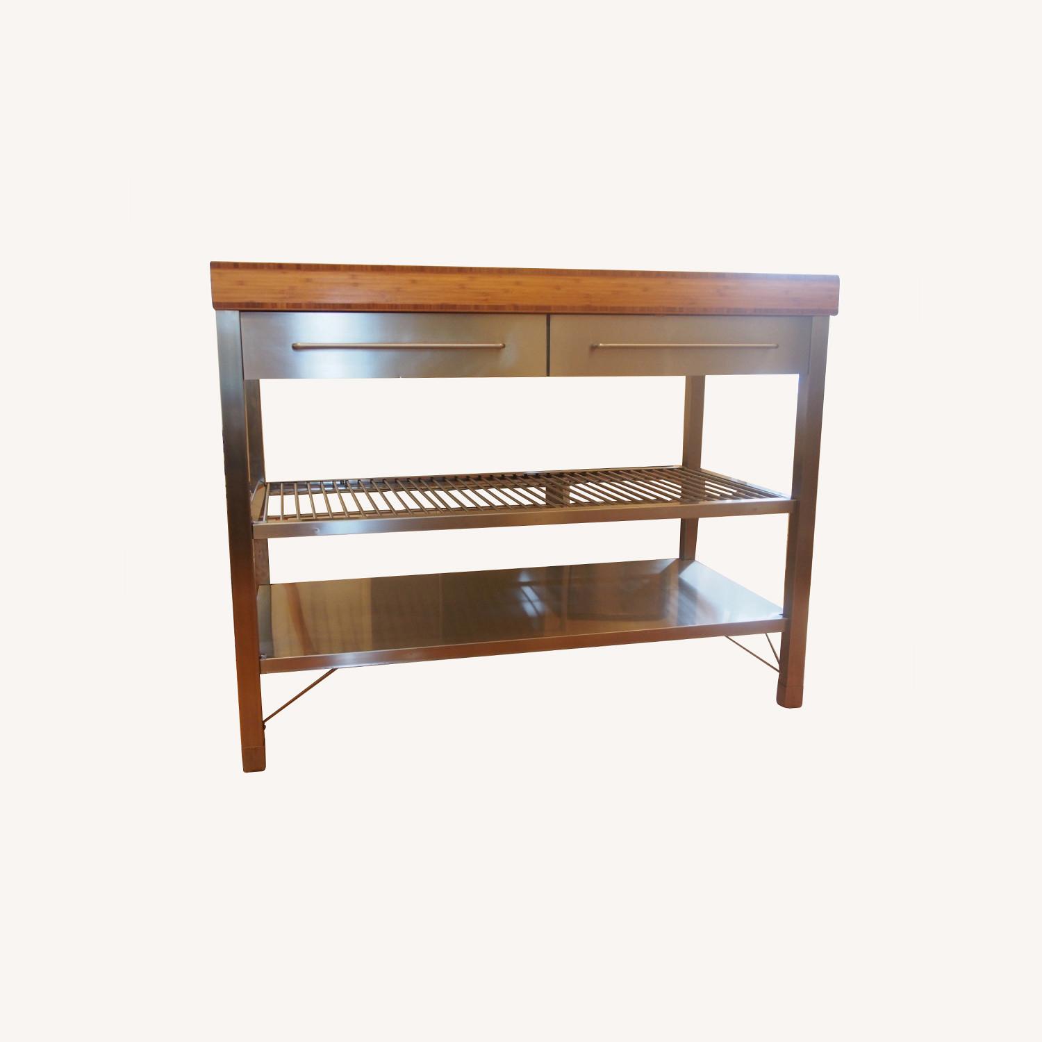 IKEA RIMFORSA Work Bench, Stainless Steel, Bamboo AptDeco