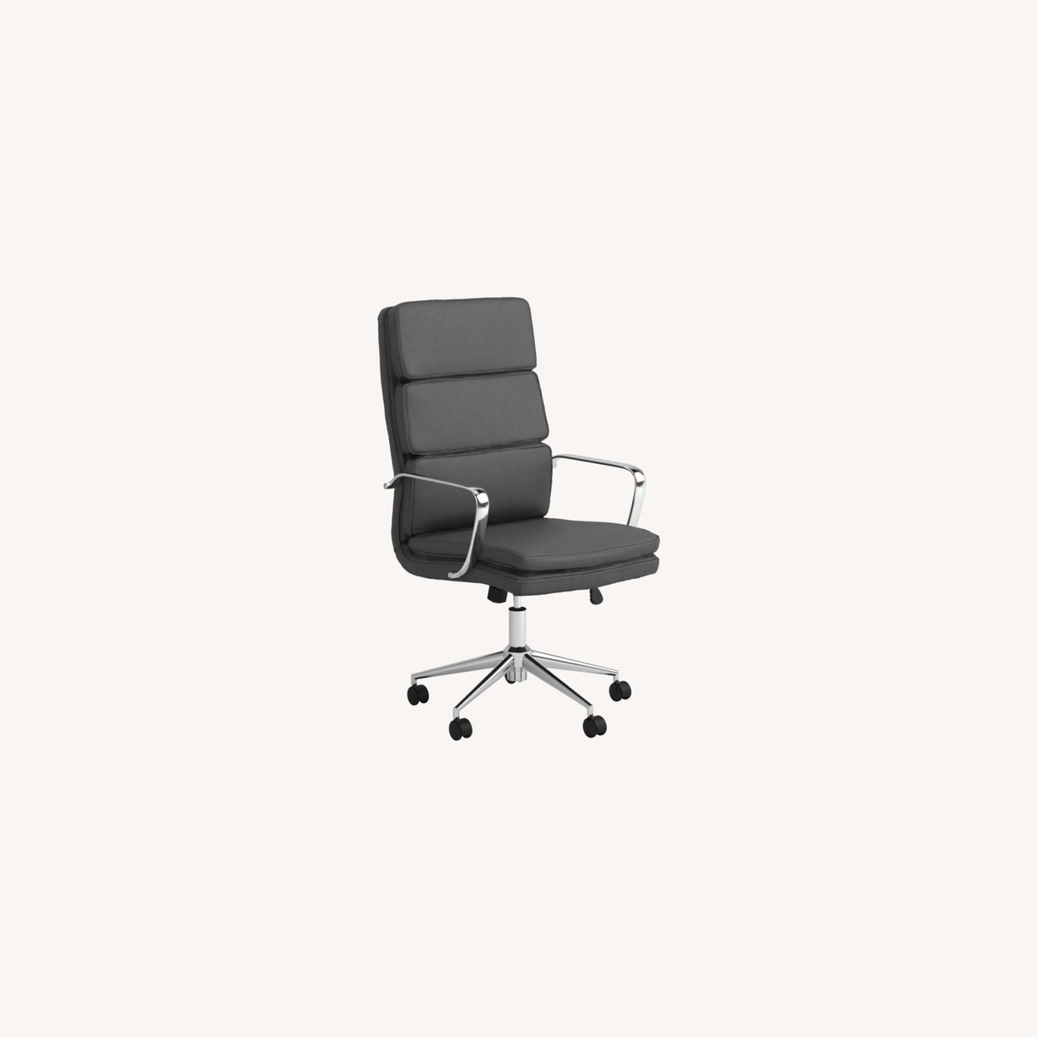 Office Chair In HeightAdjustable Grey Leatherette AptDeco