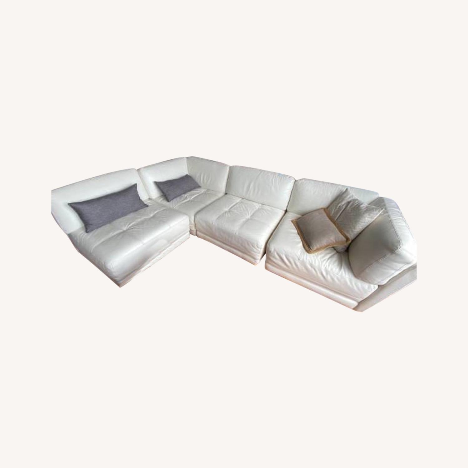 Macy's 7piece White Leather Sectional AptDeco