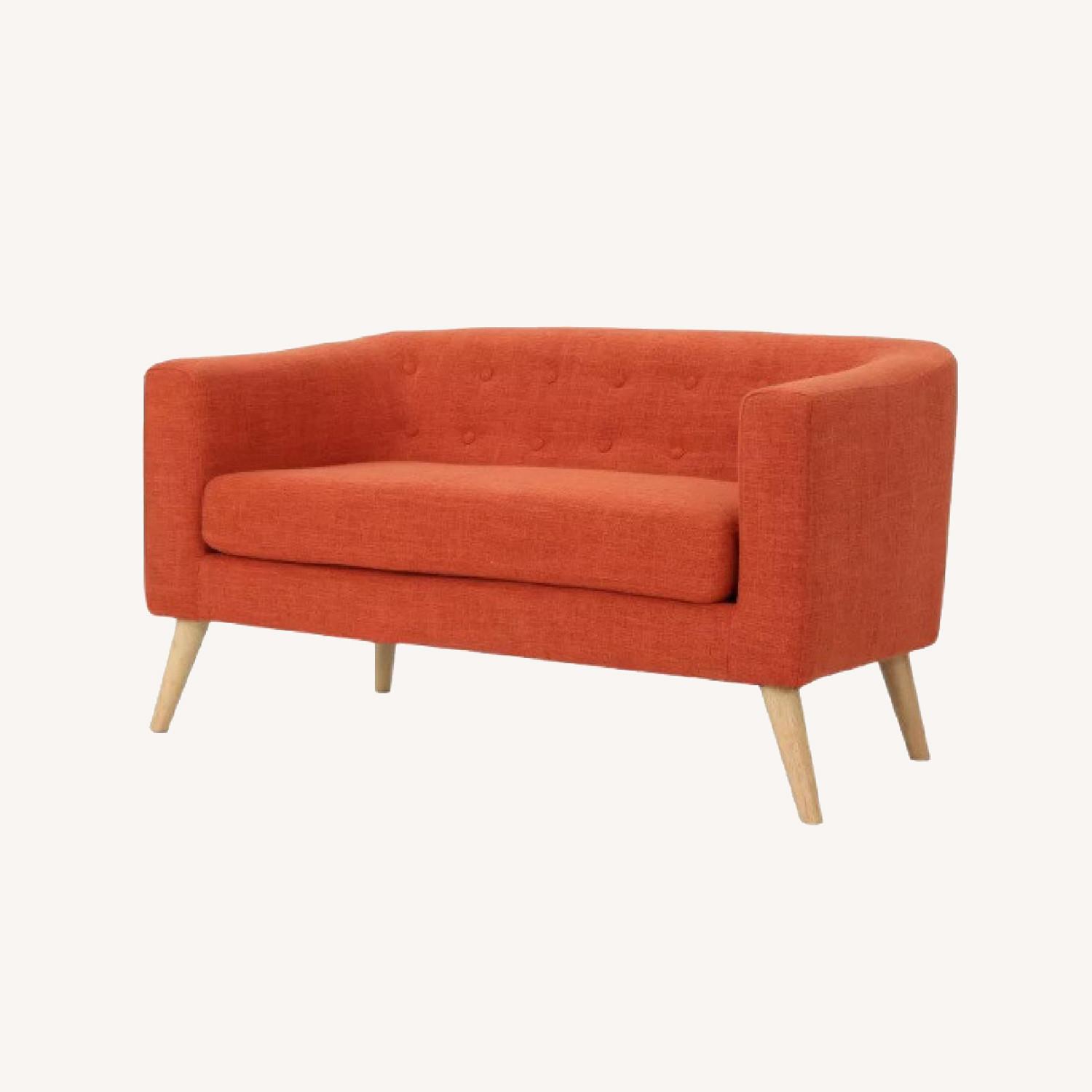 Bridie Mid Century Loveseat Orange Color AptDeco