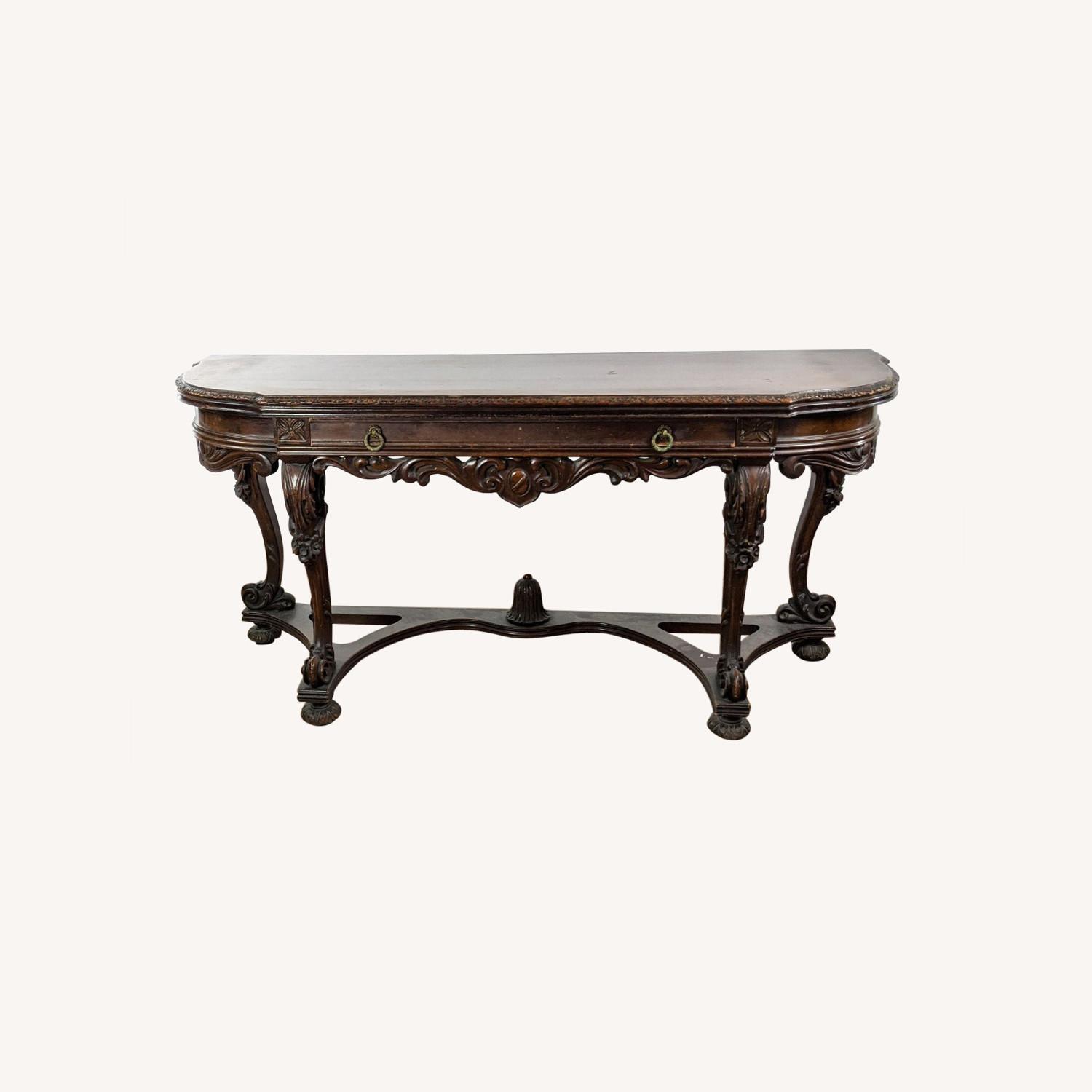 Antique Solid Wood Folding Table - image-0