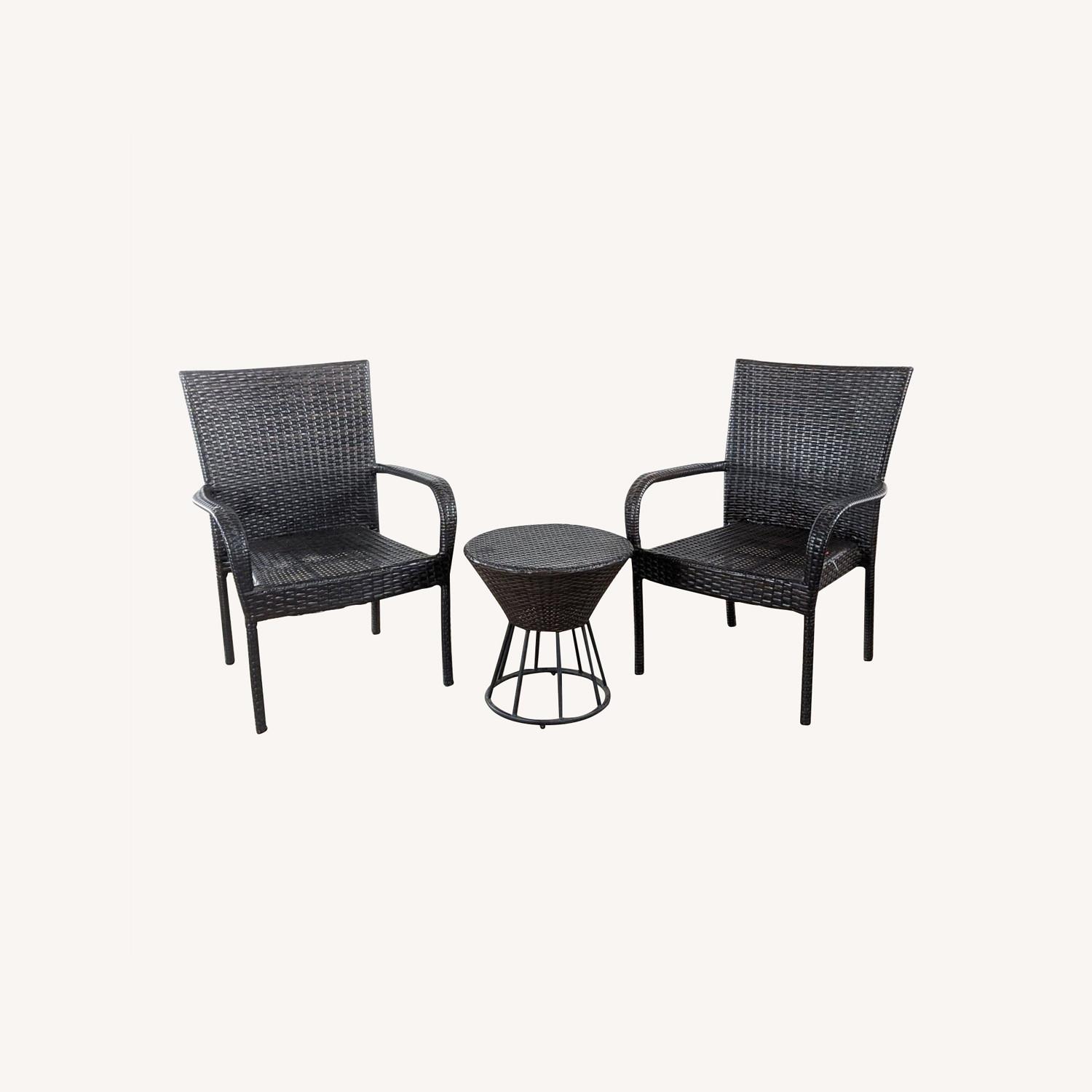 Black Wicker Chairs and Table - image-0