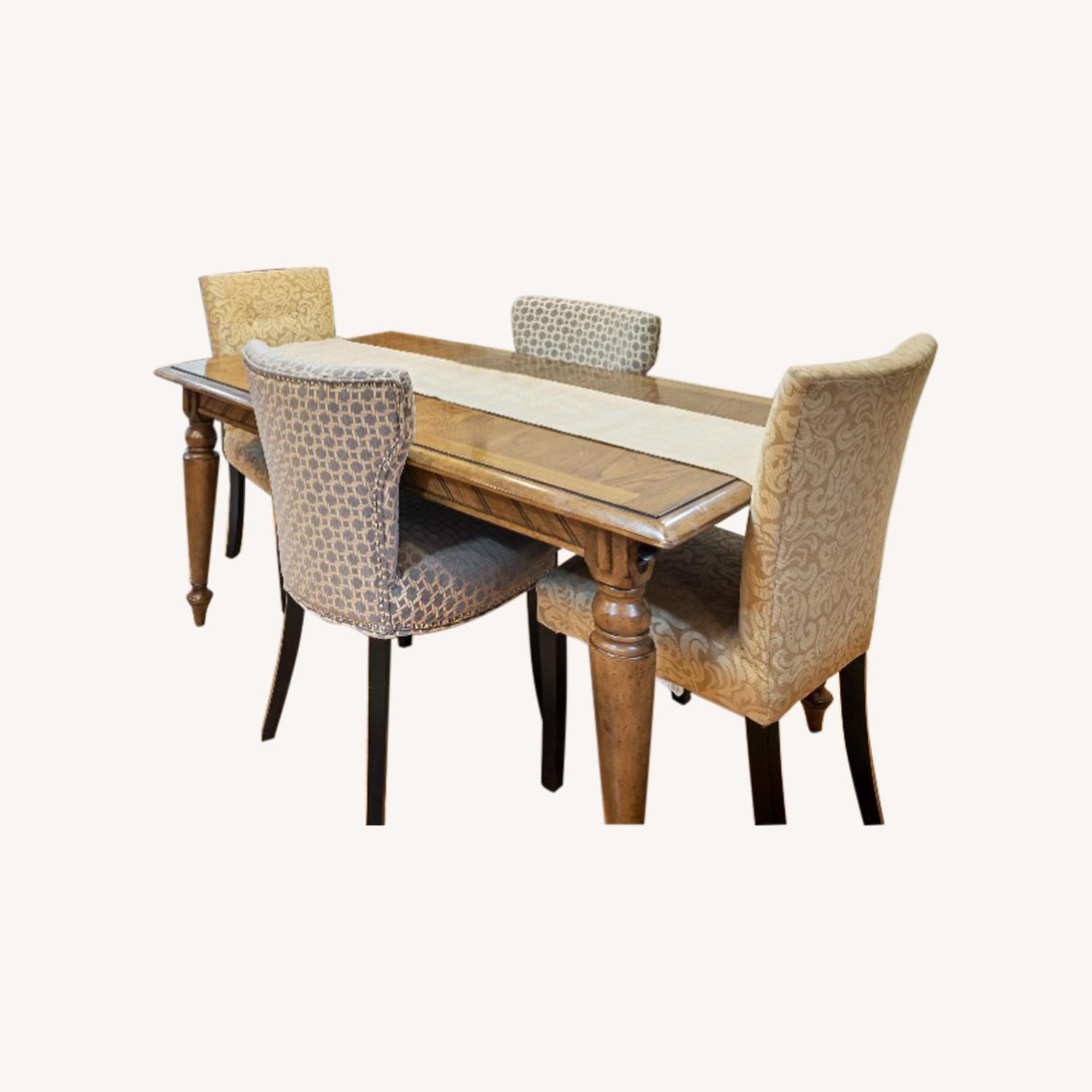 Oak Dining Room Table + 4 Cloth Chairs AptDeco