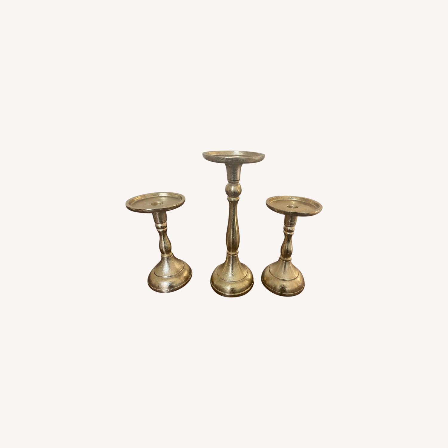 Set of Gold Candle Holders AptDeco
