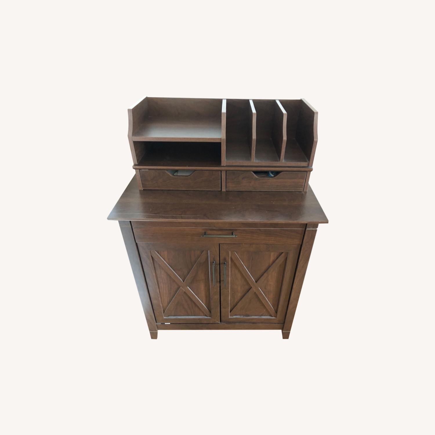 Dark Brown Desk and Storage AptDeco