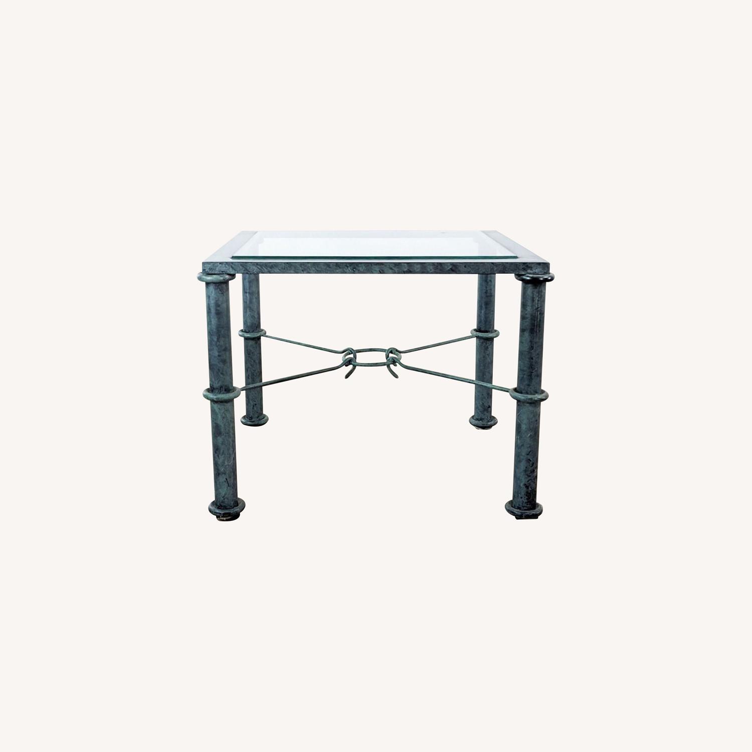 Glass Top Metal End Table - image-0