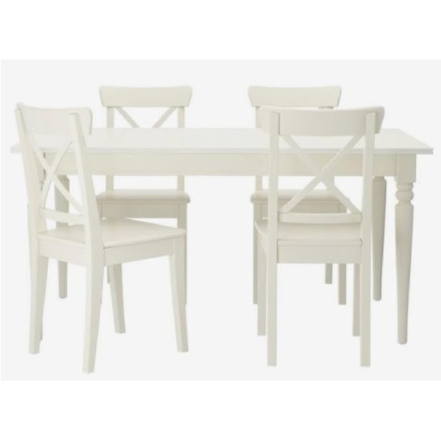 IKEA Expandable White Dining Table with 4 Chairs - image-4