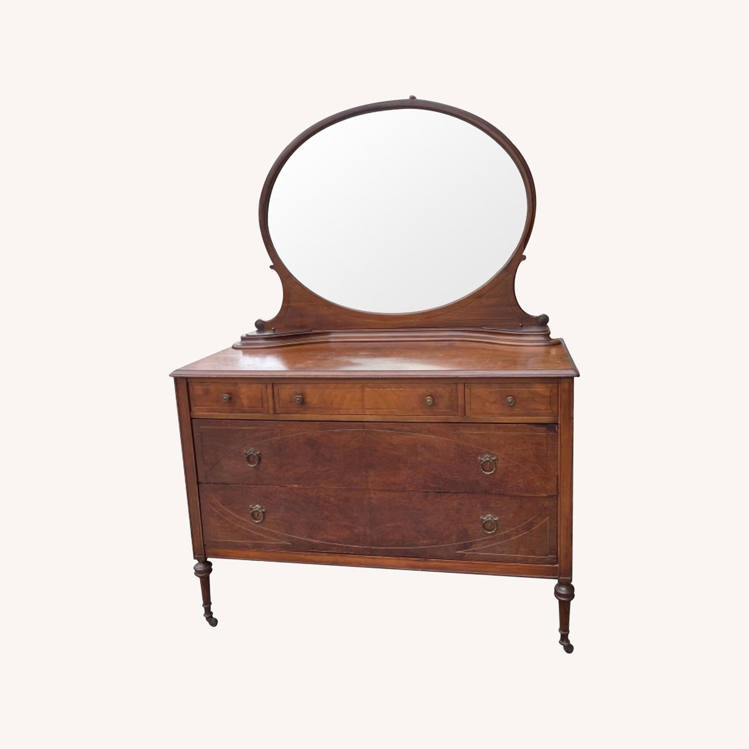 Antique 1920s Dresser on Wheels w/ Mirror - image-0