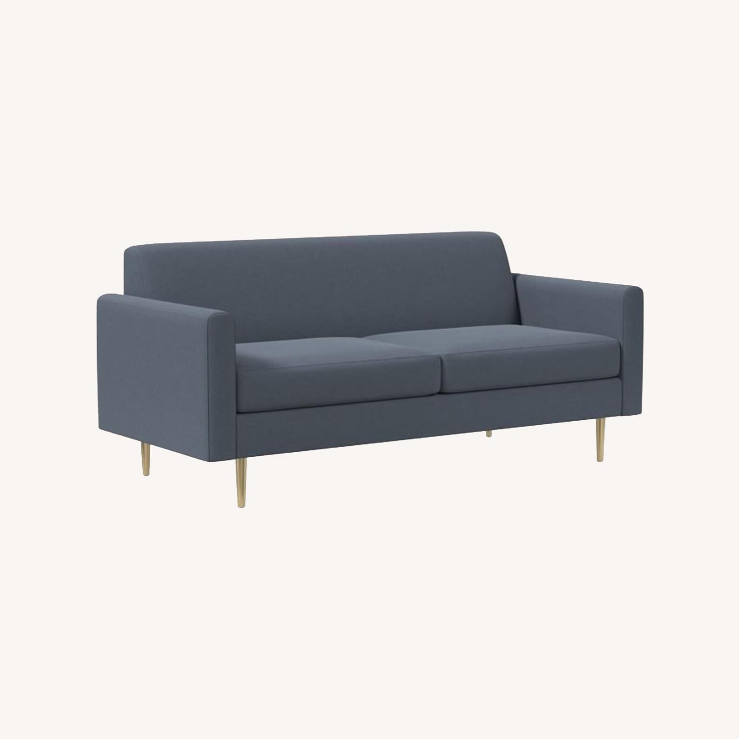 West Elm Olive Sofa Metal Legs AptDeco