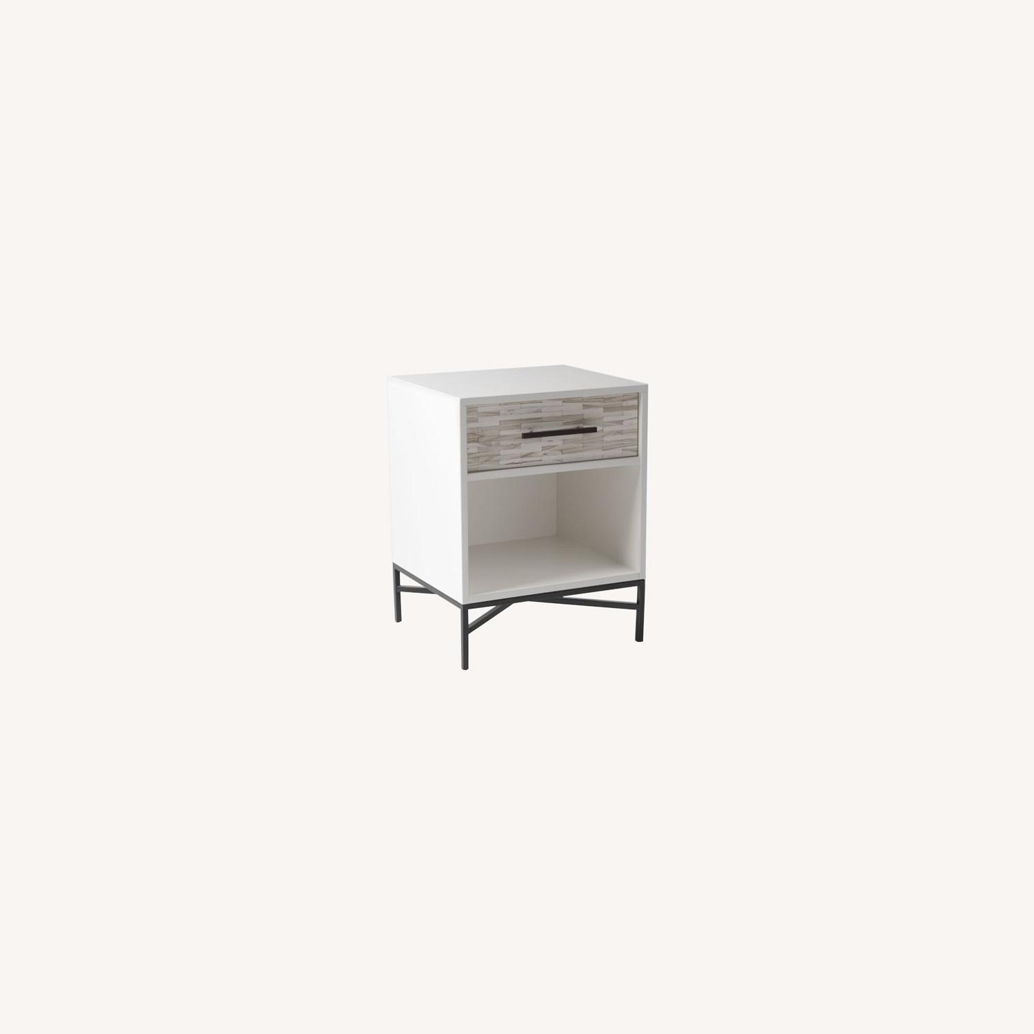 West Elm White Tiled Nightstand AptDeco