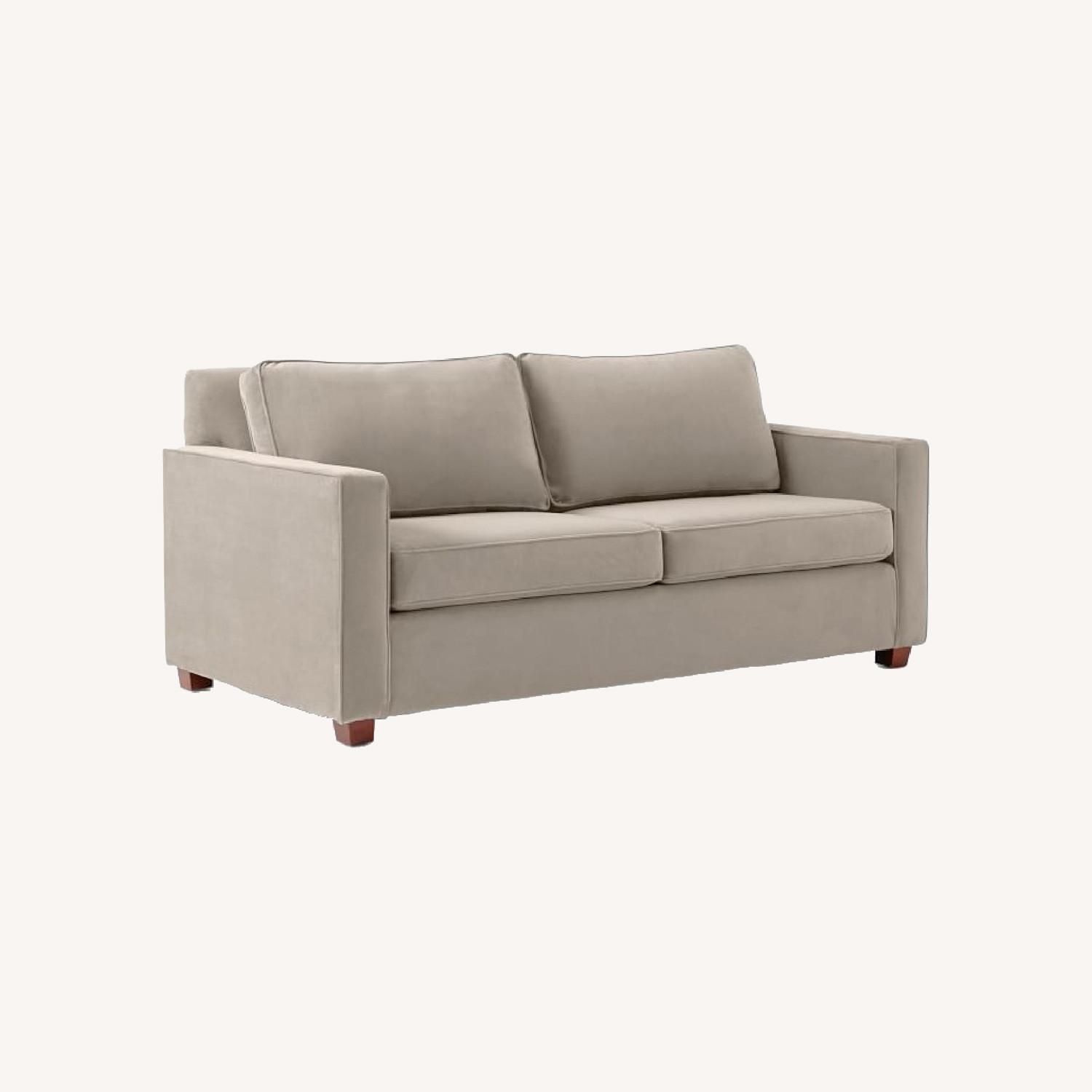 West Elm Henry Loveseat, Silver Twill AptDeco