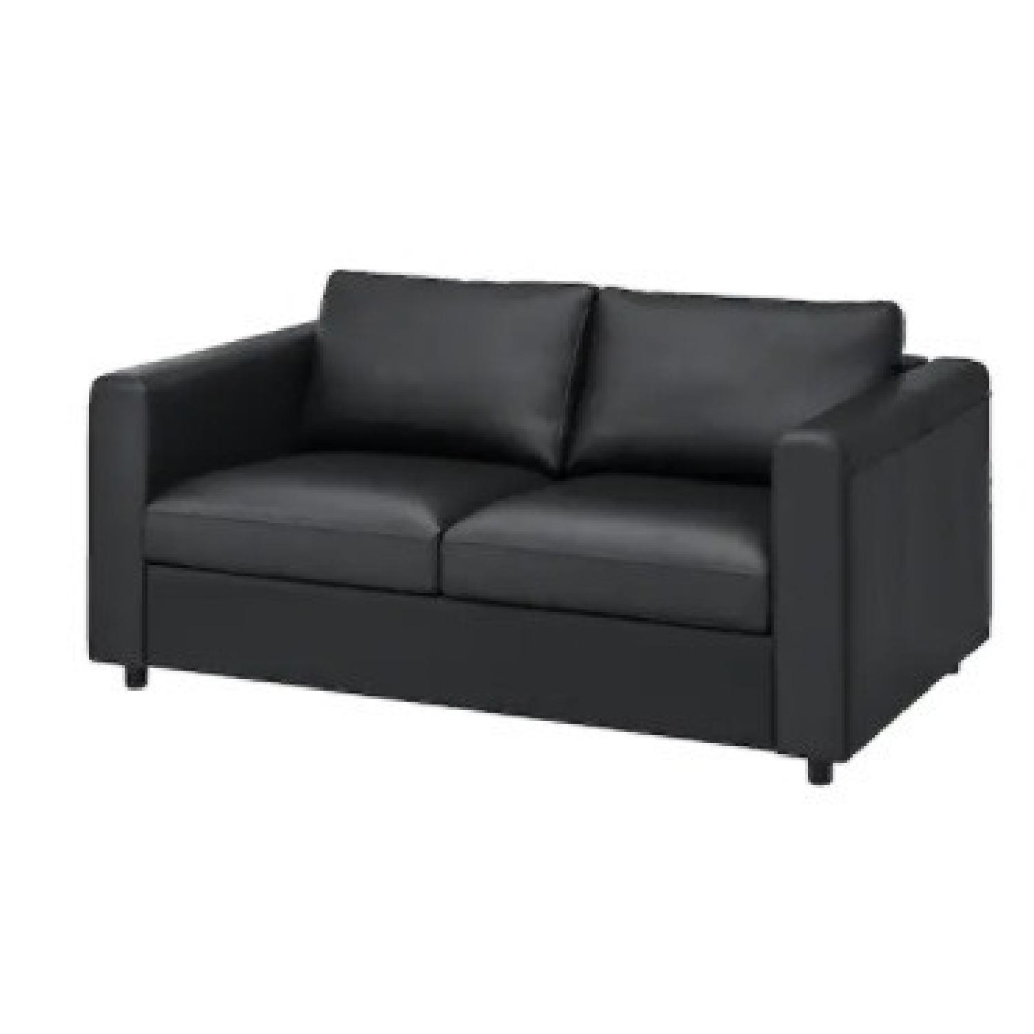 IKEA Black Leather Sofa - image-6