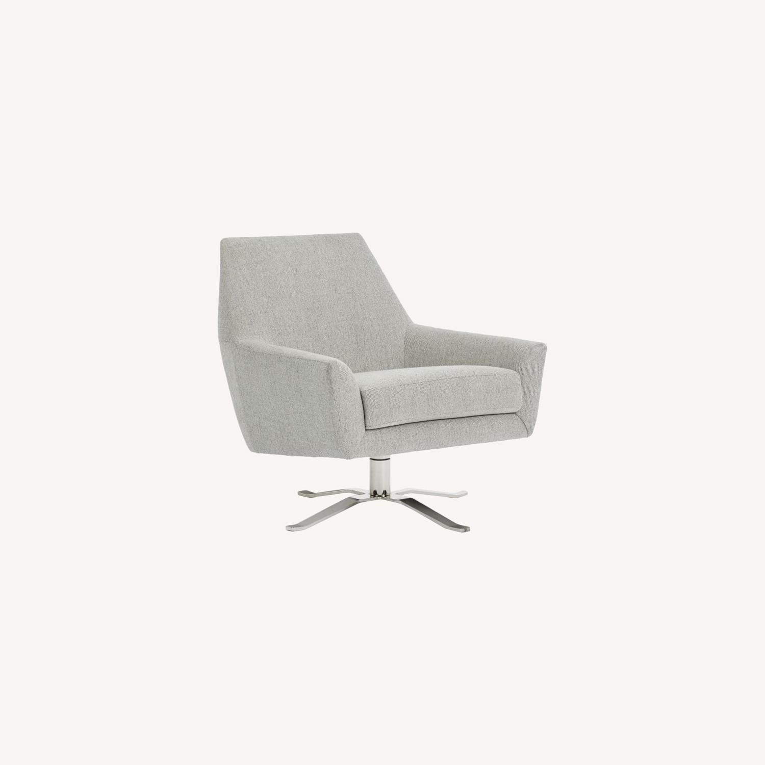 West Elm Lucas Swivel Base Chair, Twill, Gravel AptDeco