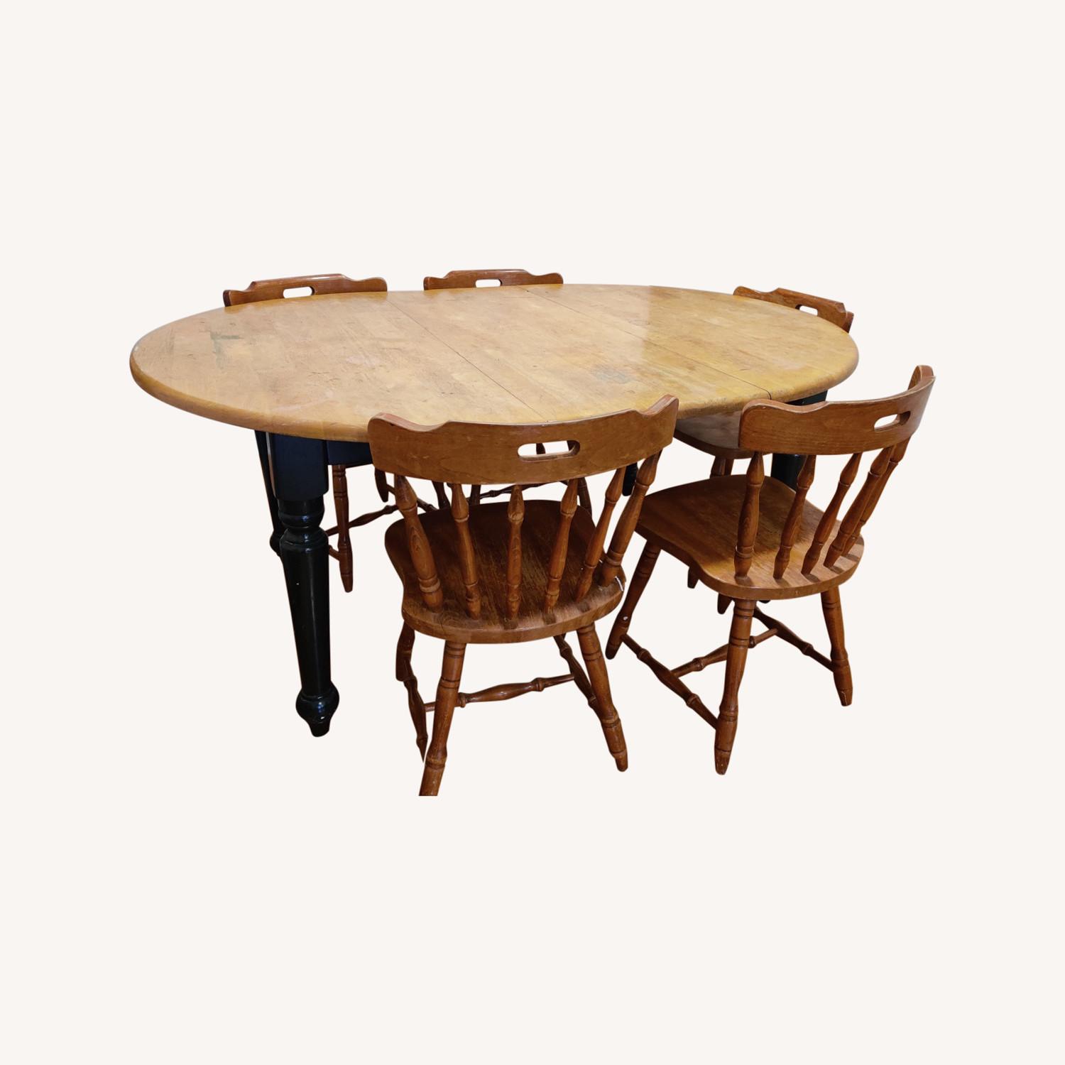 Solid Oak Dining Table with 5 Chairs AptDeco