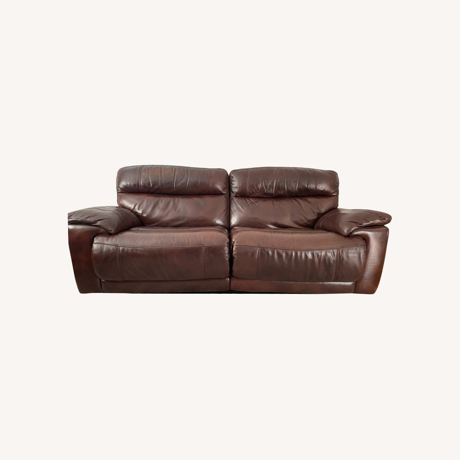 Raymour & Flanigan Power Leather Recliner Sofa AptDeco