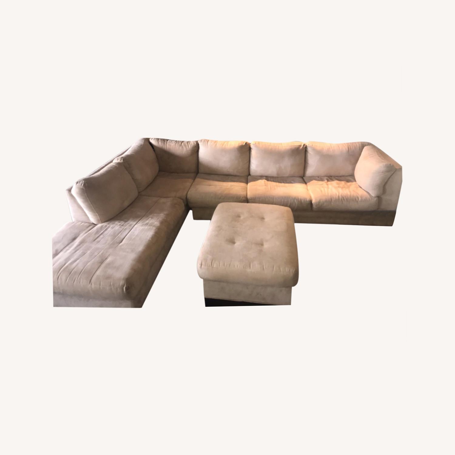 Raymour & Flanigan 3 Piece Microfiber Sectional Sofa - AptDeco