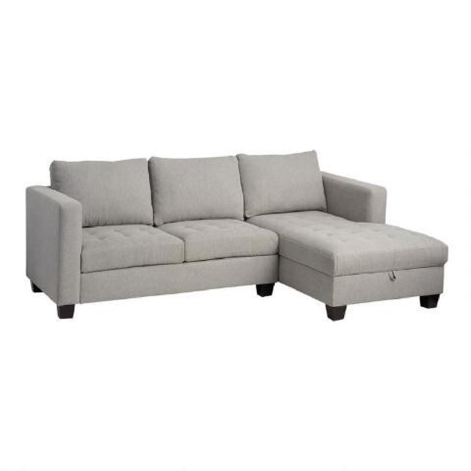 World Market Grey Sectional w/ Storage - image-4