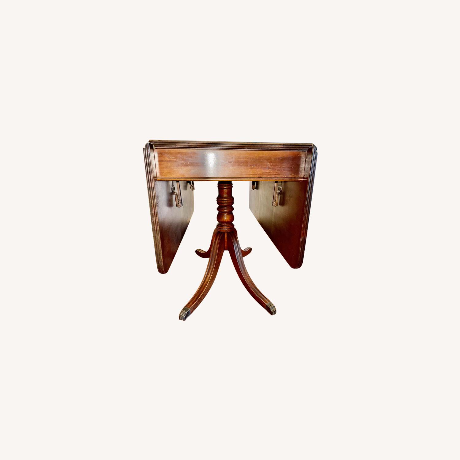 Antique Dark Wood Drop Leaf Table - AptDeco