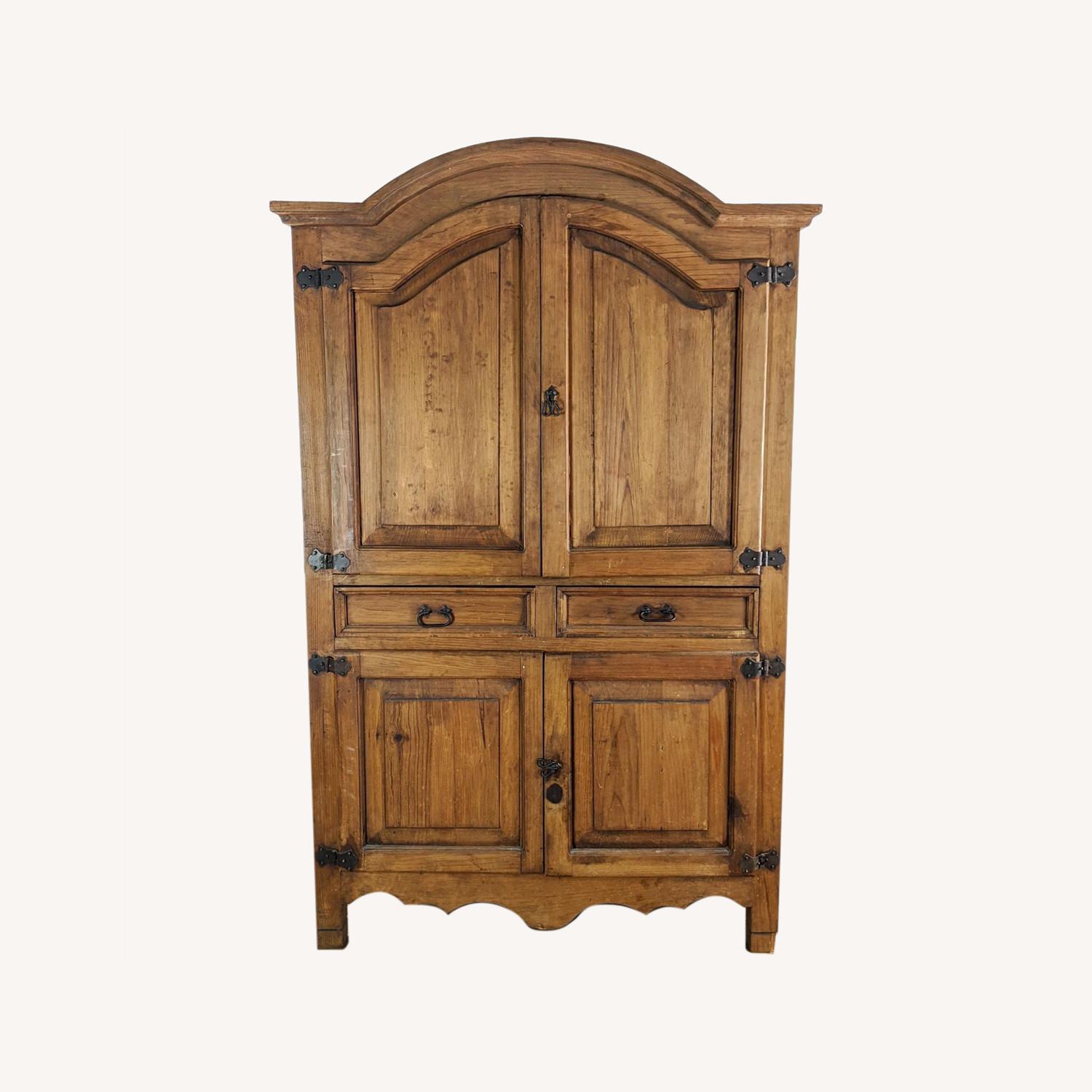 Large Solid Wood Entertainment Armoire AptDeco