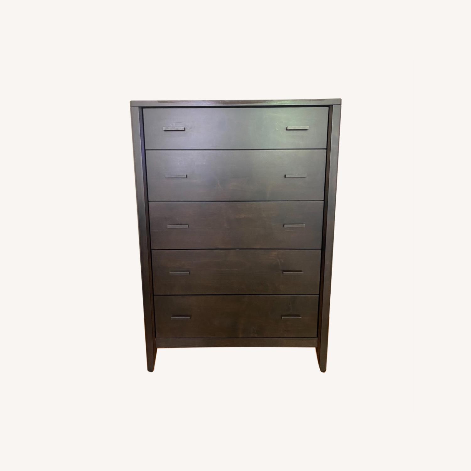 Crate & Barrel Dark Wood 5 Drawer Dresser AptDeco