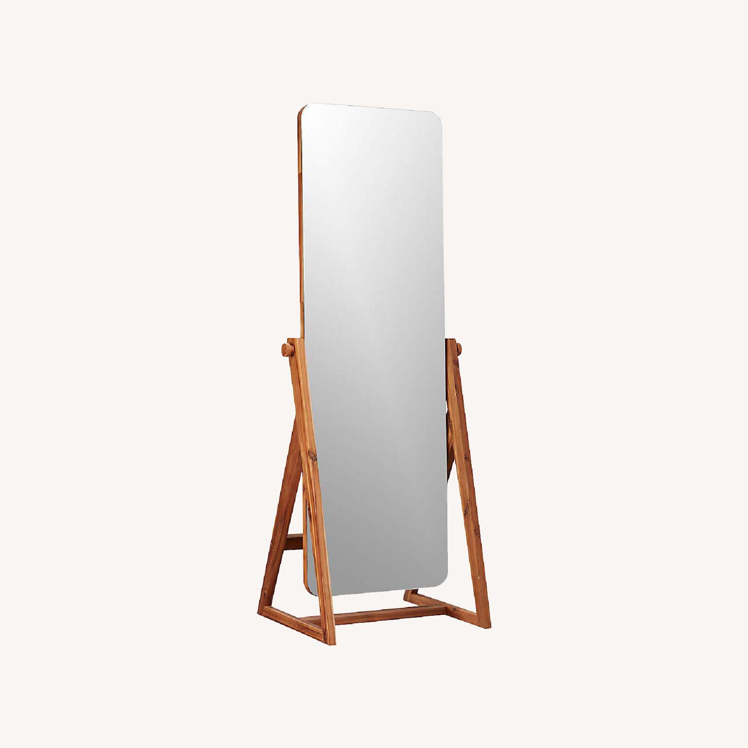 CB2 Acacia Wood Floor Mirror AptDeco