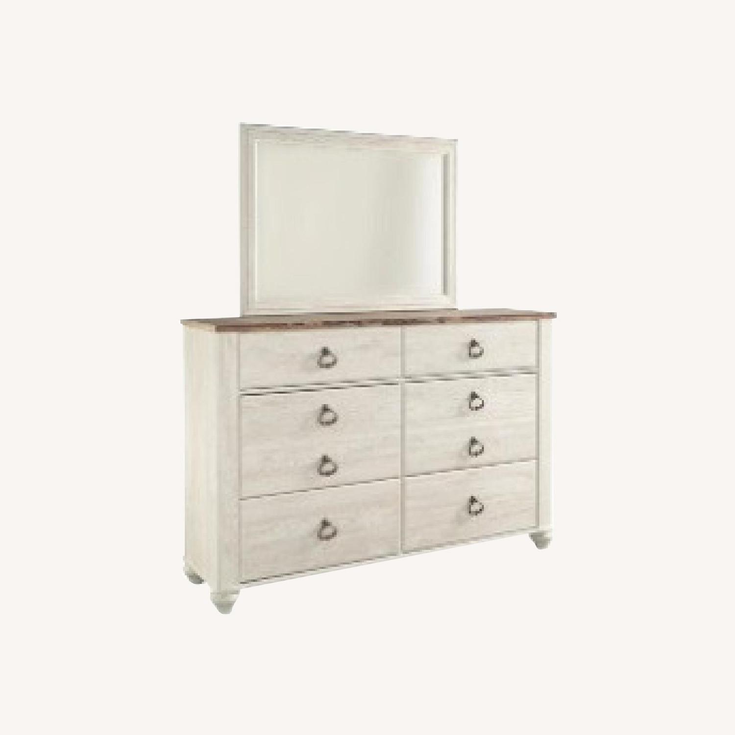 Raymour & Flanigan Two Toned Wood Rustic Dresser AptDeco
