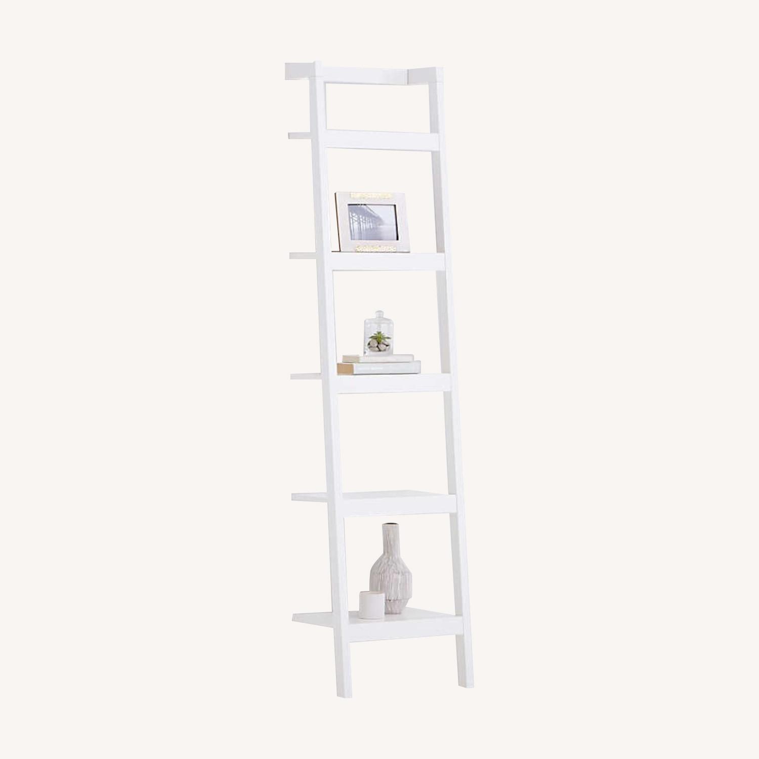 Crate and Barrel White Leaning Bookcase AptDeco