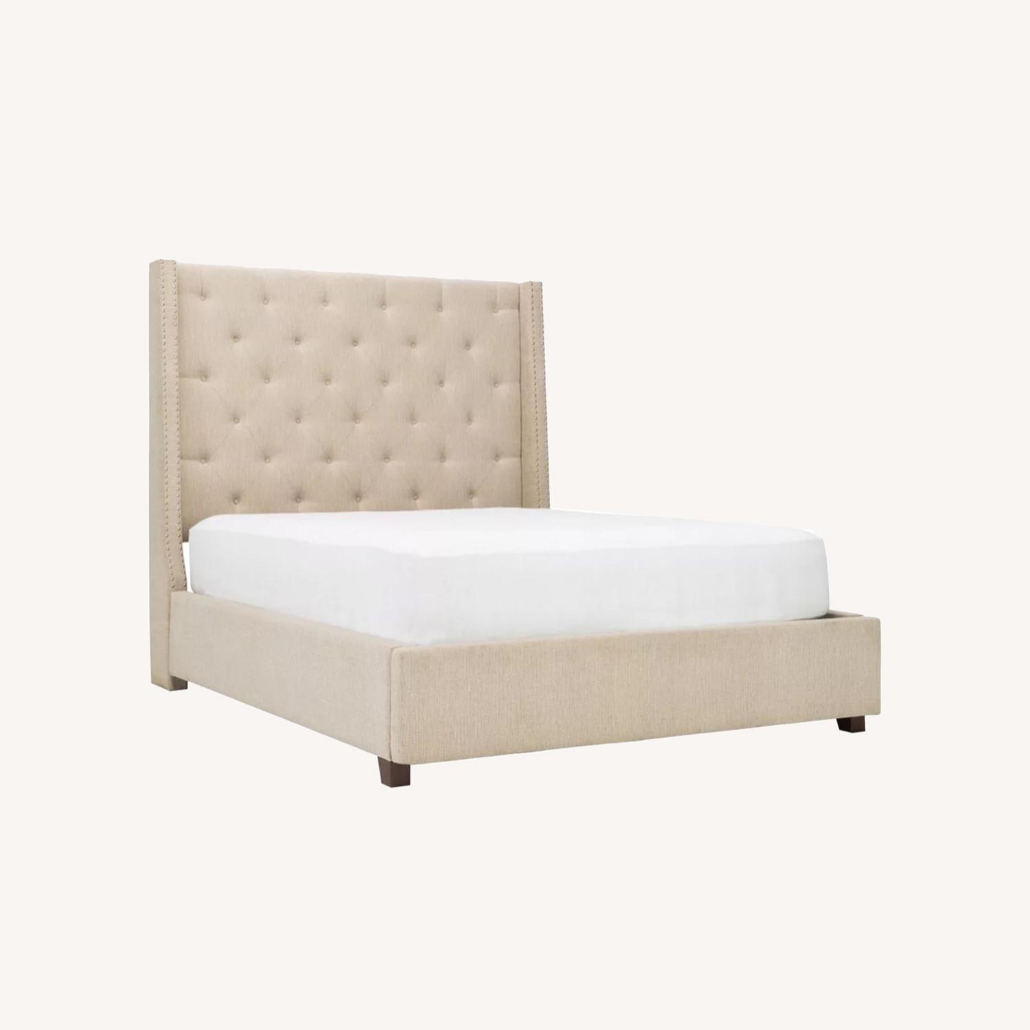Raymour & Flanigan Upholstered Platform Storage Bed Queen AptDeco