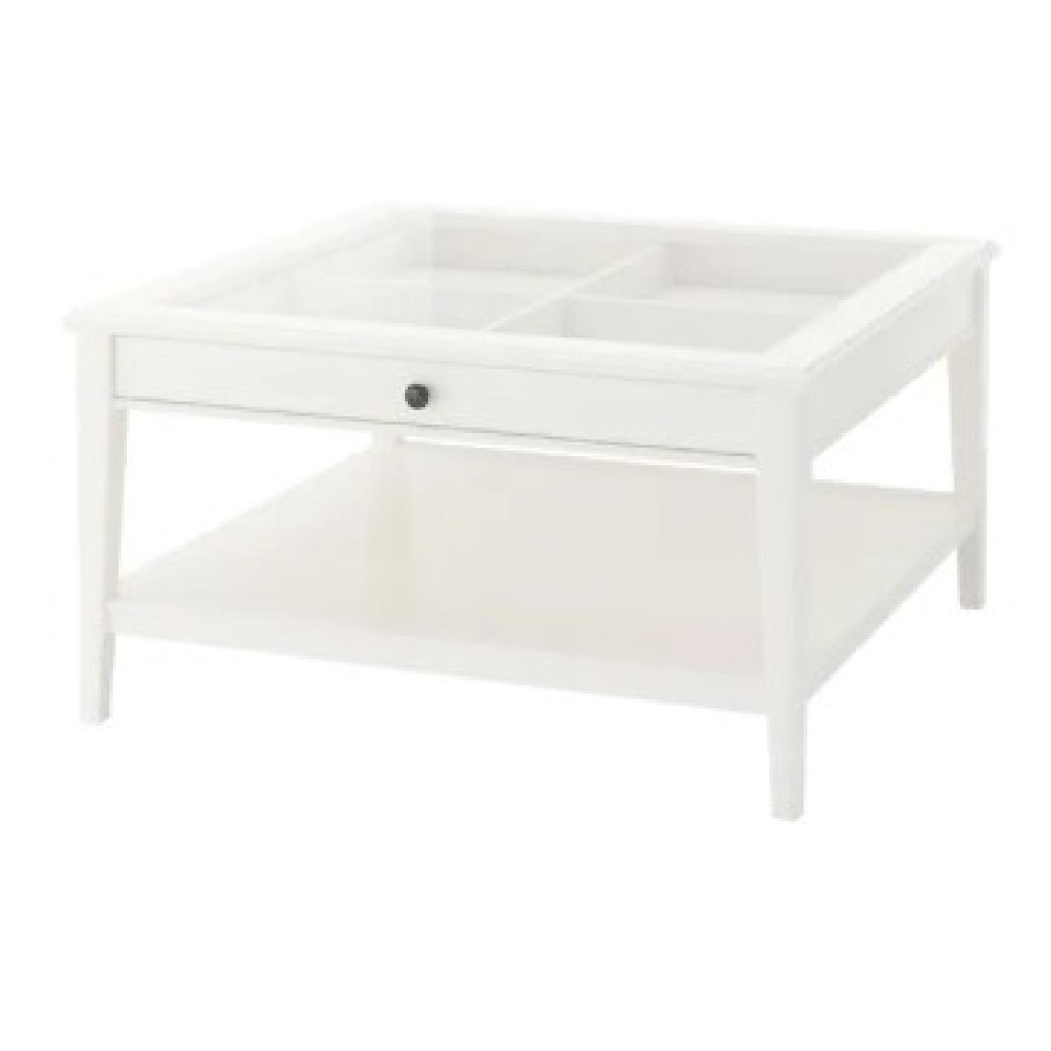 IKEA White Coffee Table with Glass Top - image-3