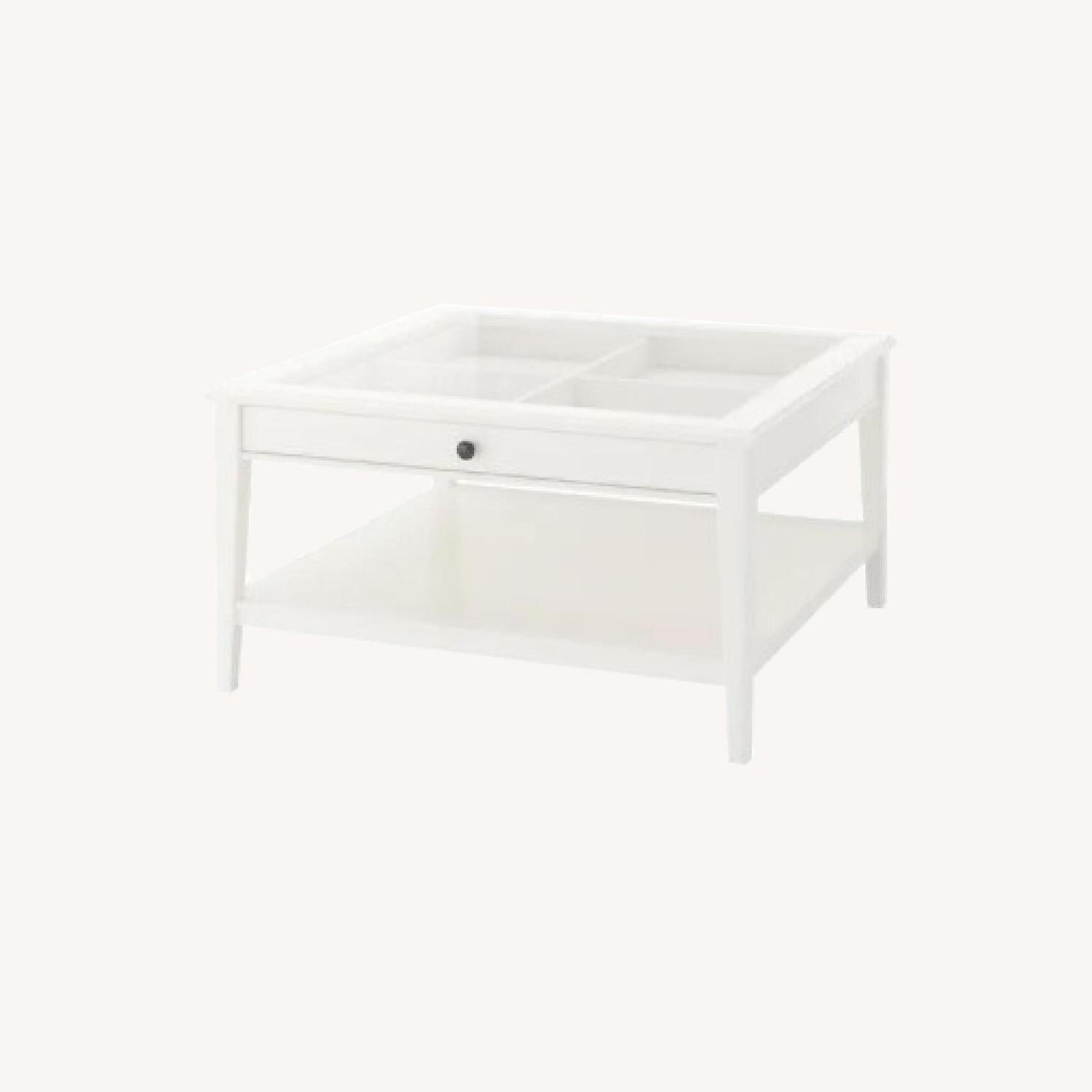 IKEA White Coffee Table with Glass Top - image-4