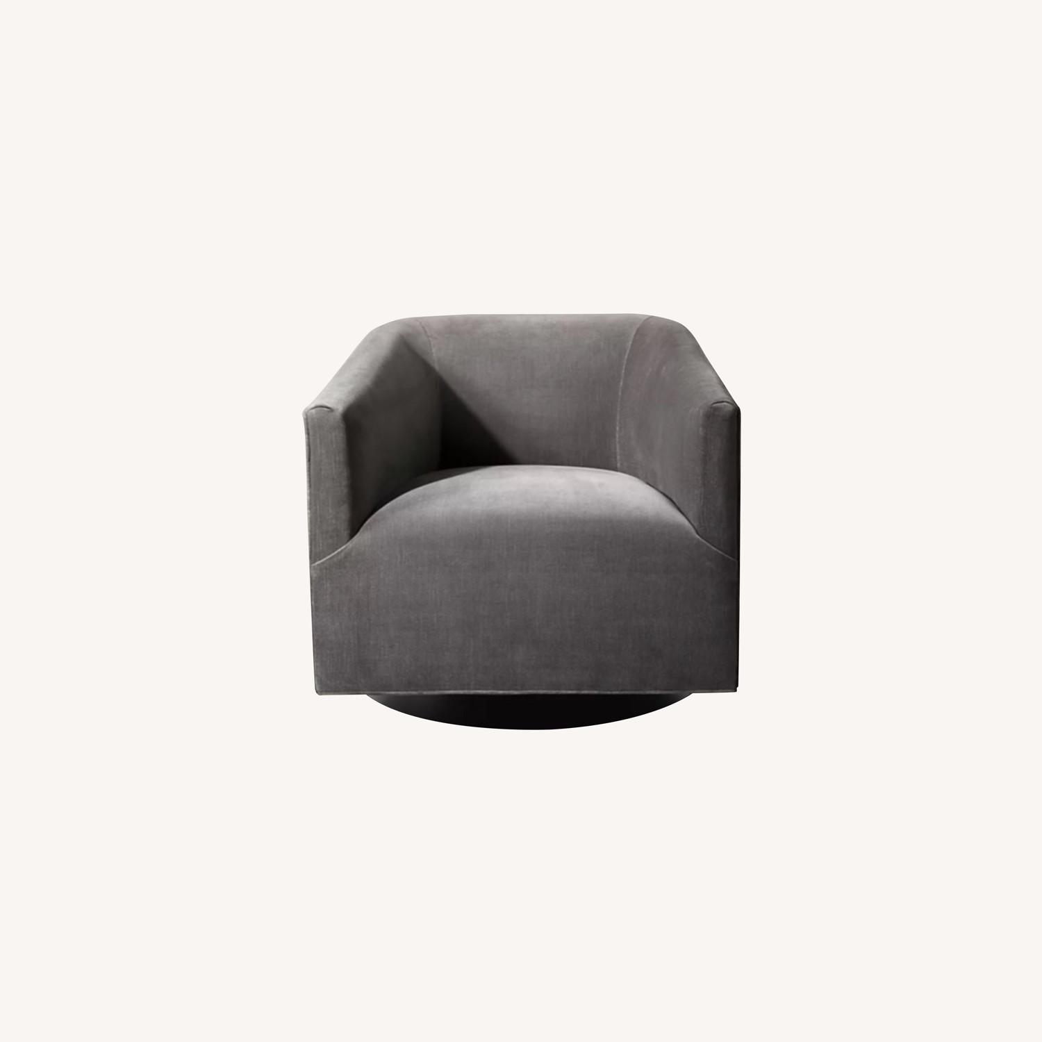 Restoration Hardware Shelter Arm Swivel Chair Oak Base - image-0