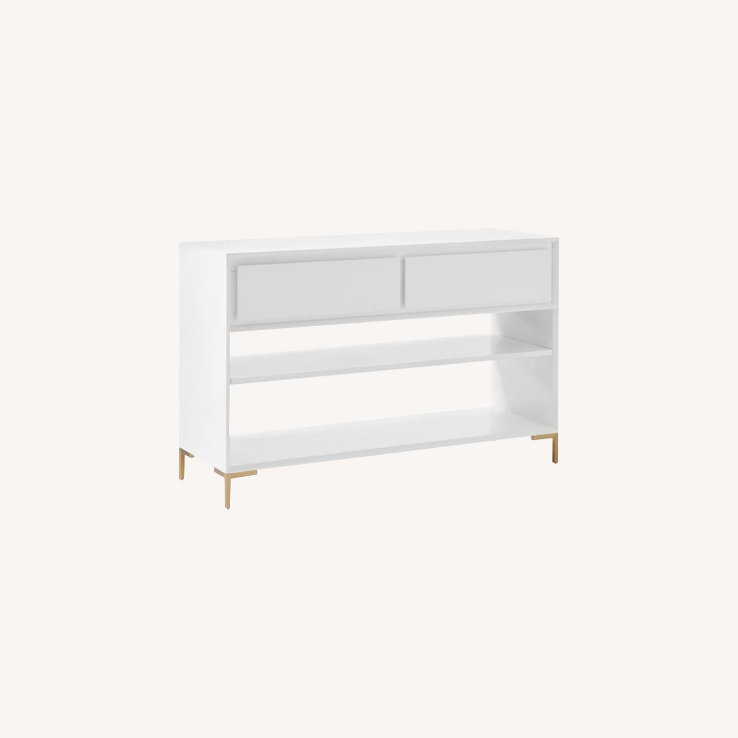 West Elm Nolan Console, White + Light Bronze AptDeco