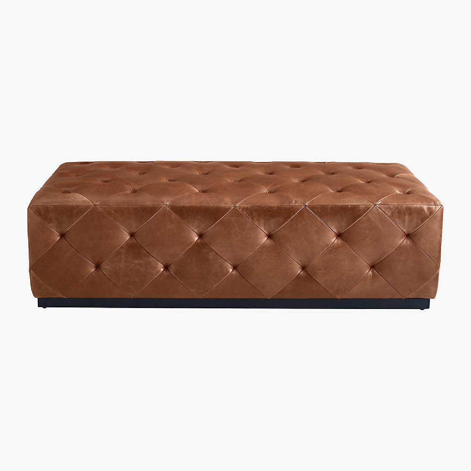 CB2 Saddle Leather Tufted Ottoman - image-4