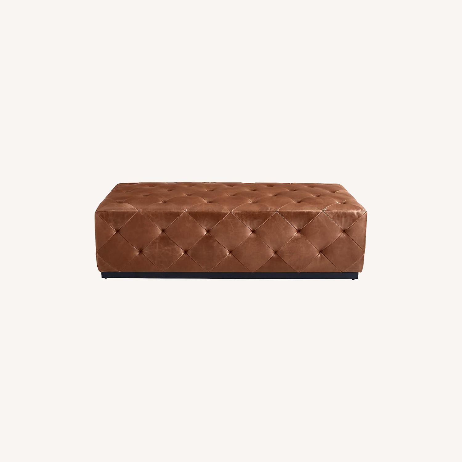 CB2 Saddle Leather Tufted Ottoman - image-0