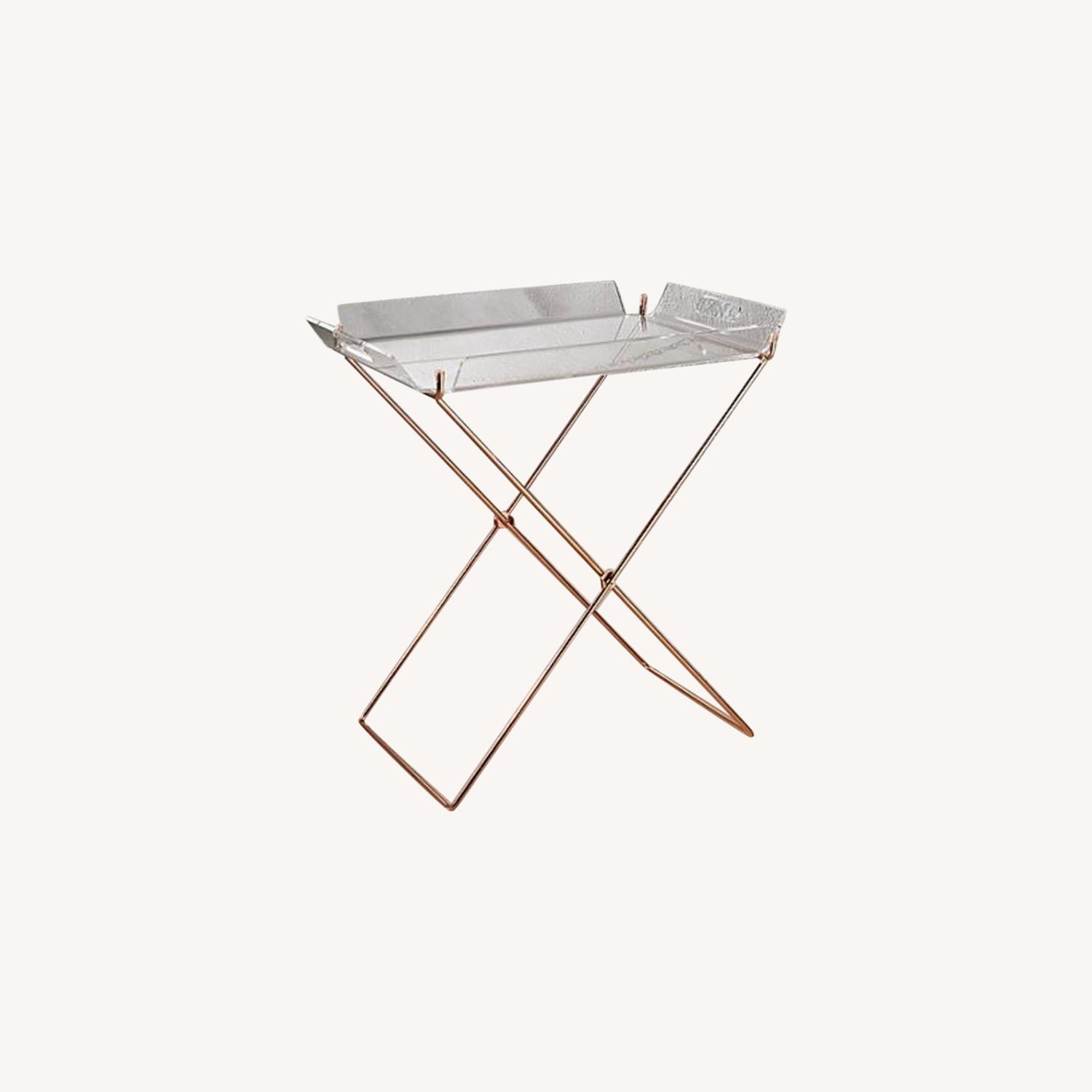 CB2 Gold and Acrylic Tray Tables - image-0