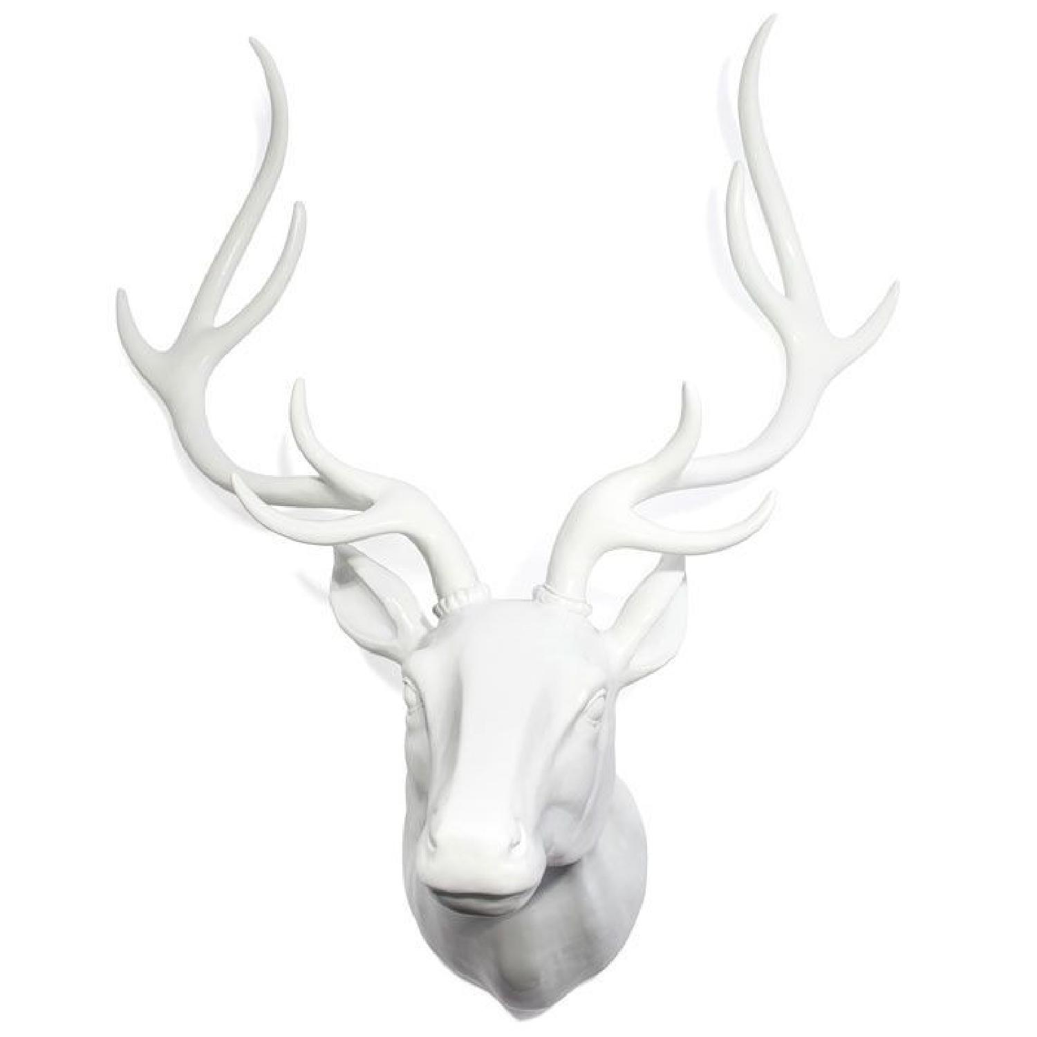 Z Gallerie White Ceramic Deer Head Wall Mount - image-4