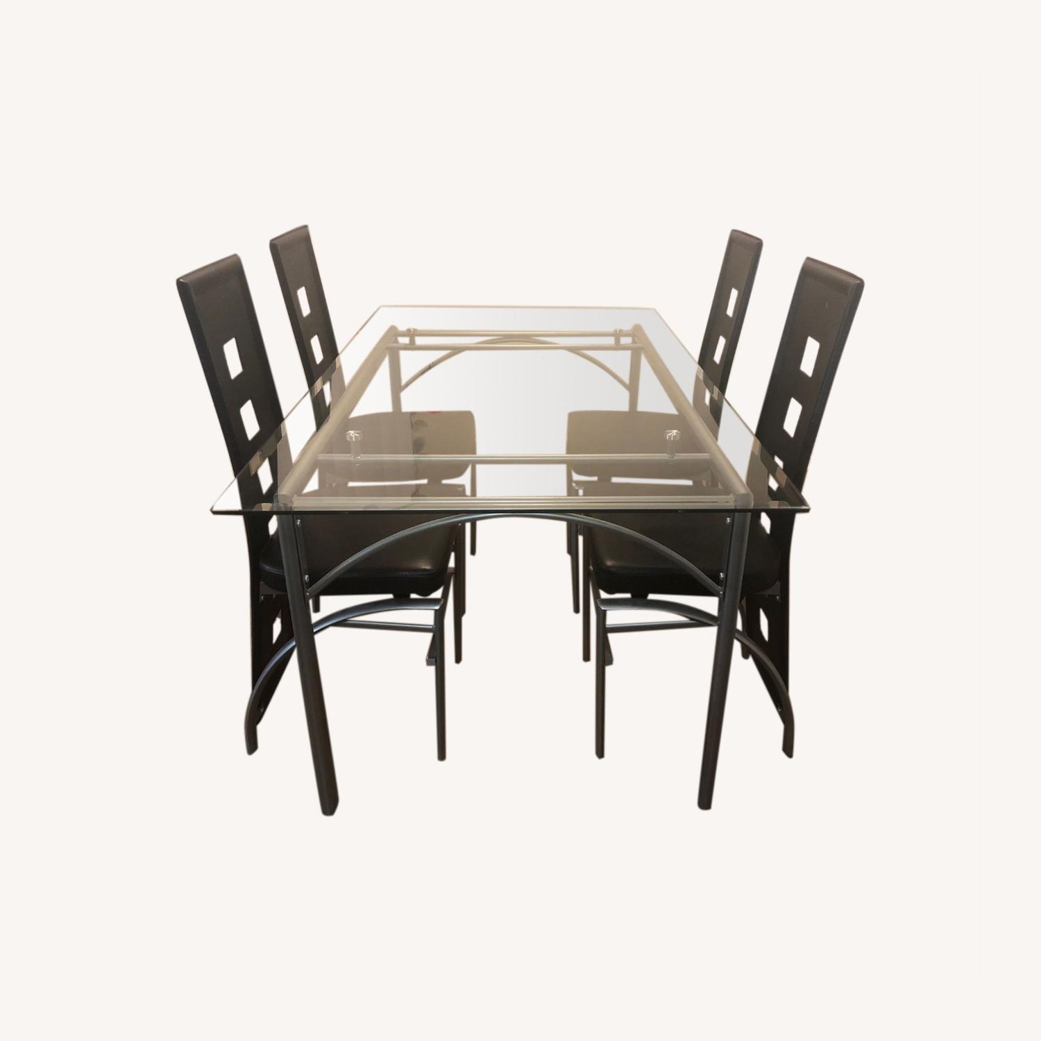 Dining Table With Glass Top & 4 Chairs AptDeco